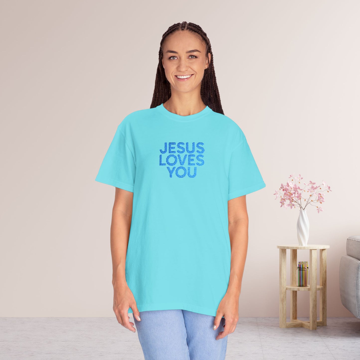 Jesus Loves You Embroidered Comfort Colors Shirt