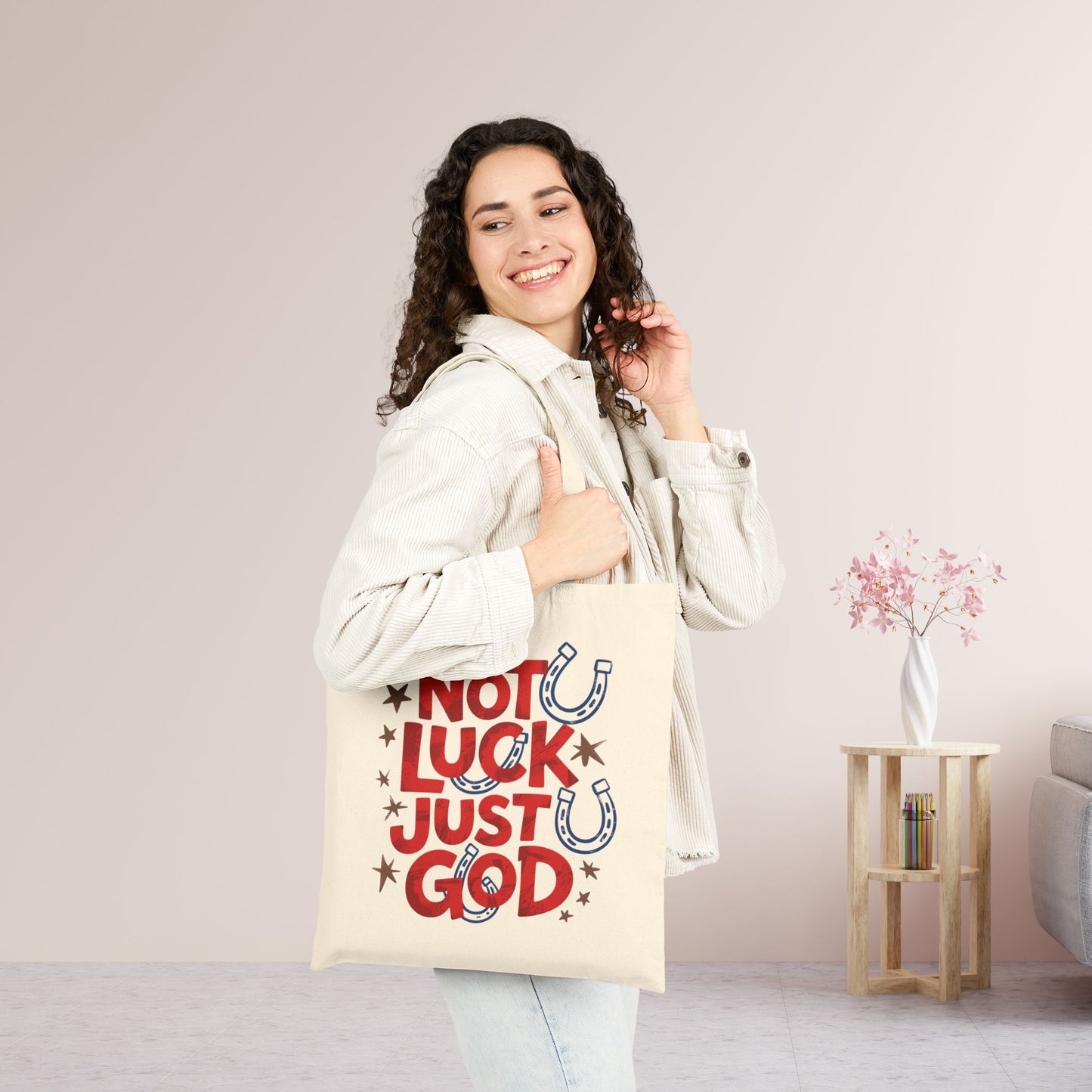 Not Luck Just God Canvas Tote Bag