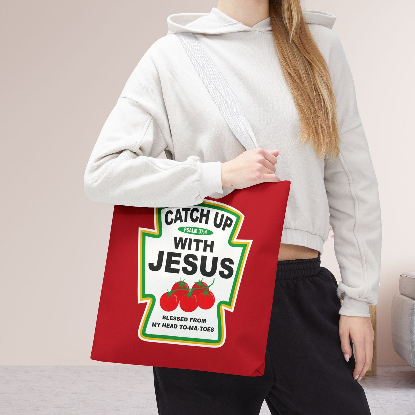 Catch Up with Jesus Tote Bag - 16"