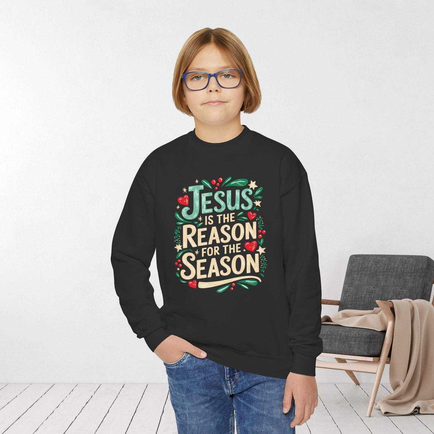 Jesus is the Reason for the Season Youth Christian Sweatshirt