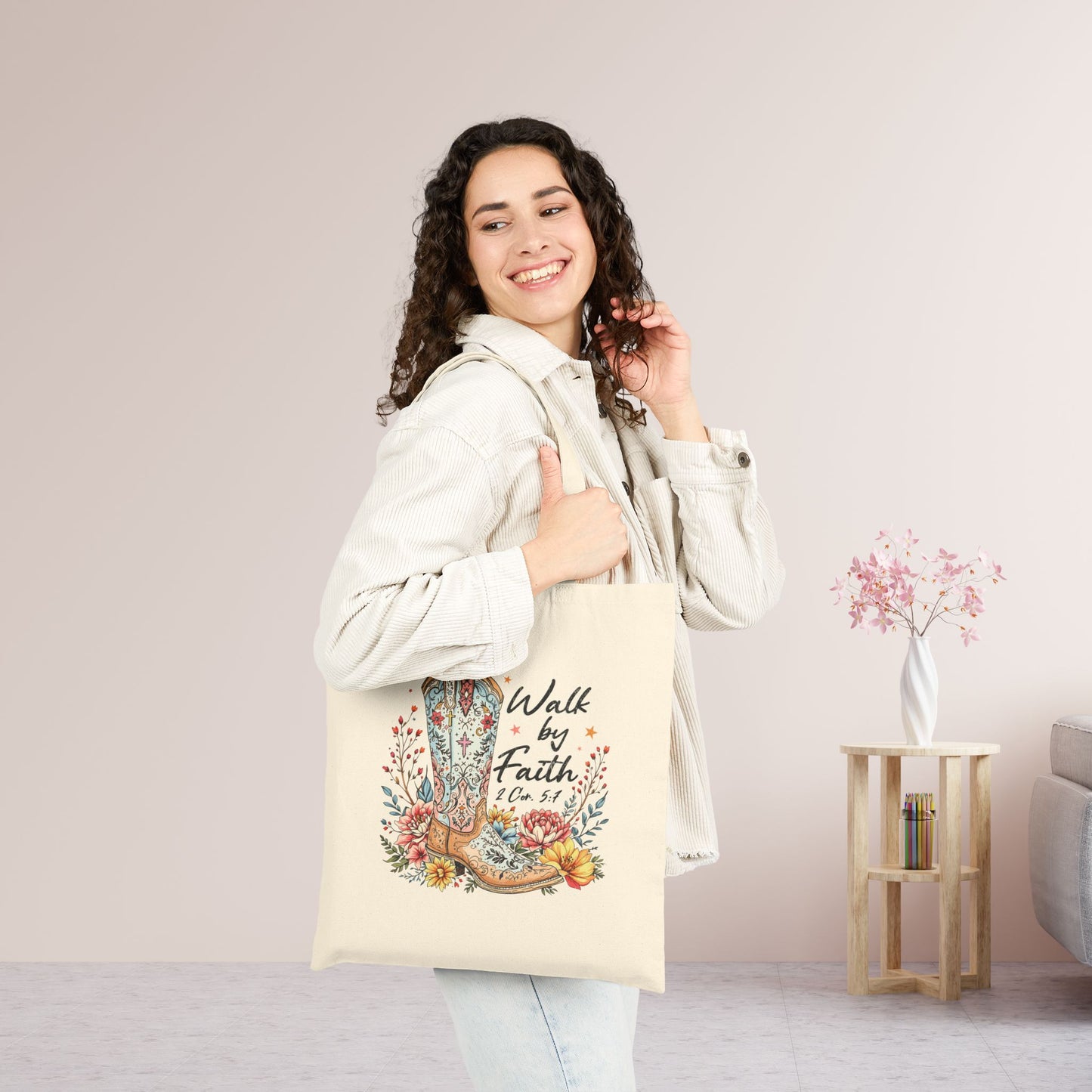 Walk By Faith Canvas Tote Bag