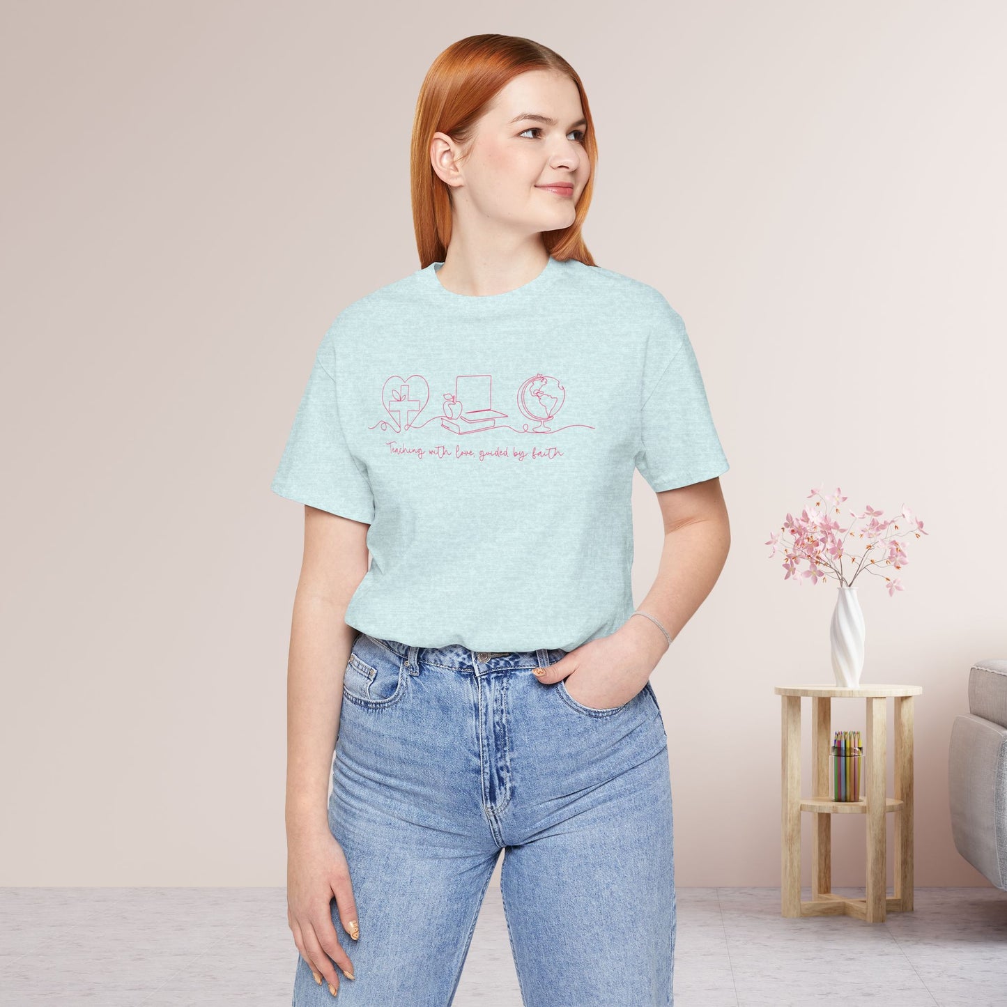 Teaching With Love Guided by Faith Soft Cotton Tee