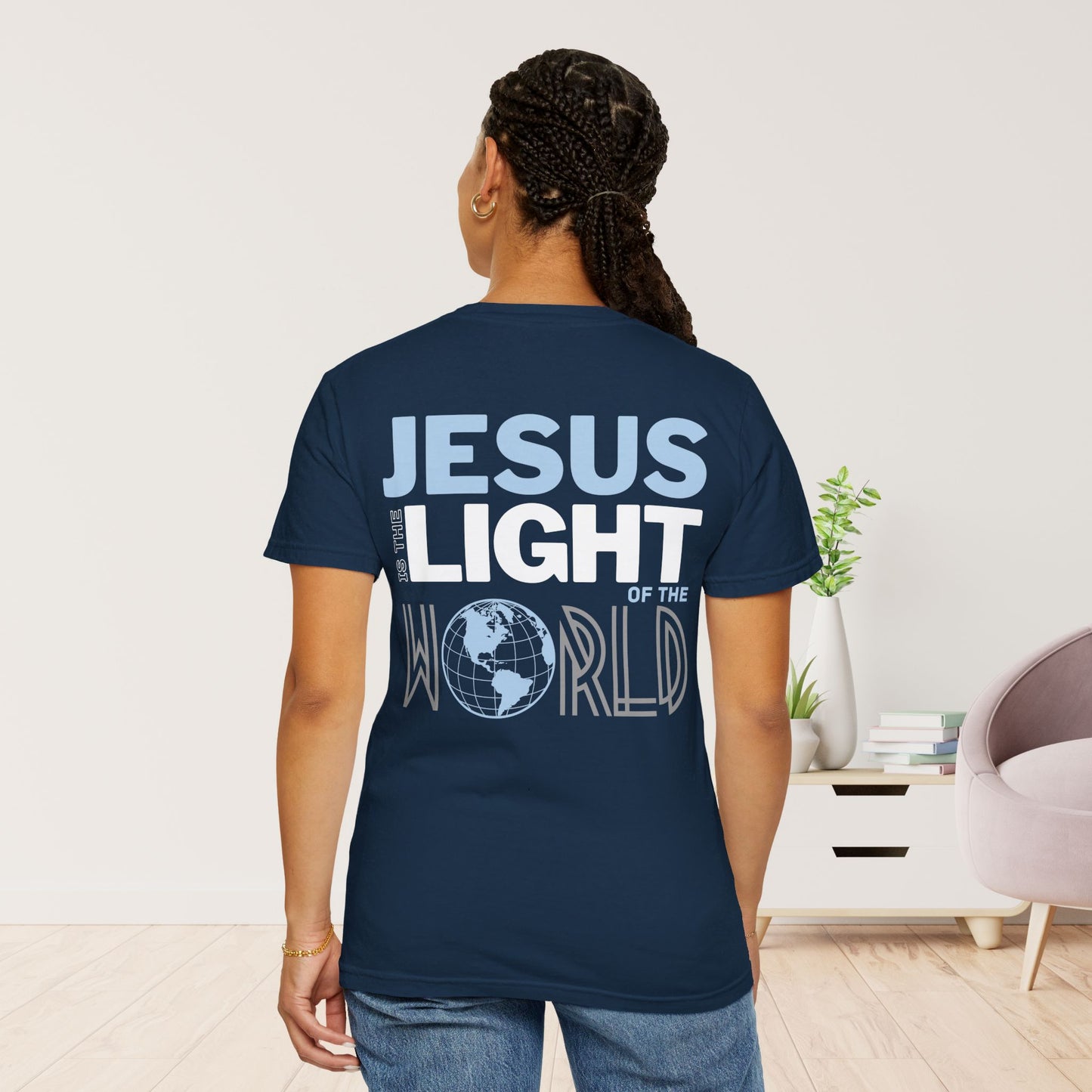 Jesus is the Light of the World Comfort Colors Shirt - John 8:12 Bible Verse Christian Shirt