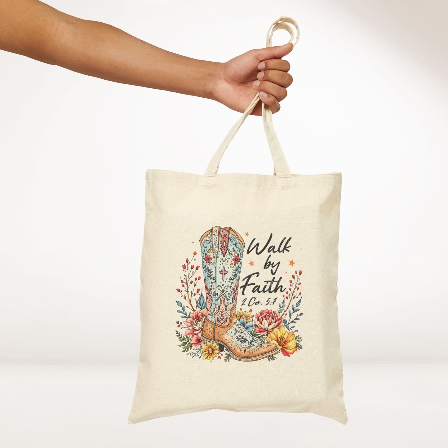 Walk By Faith Canvas Tote Bag