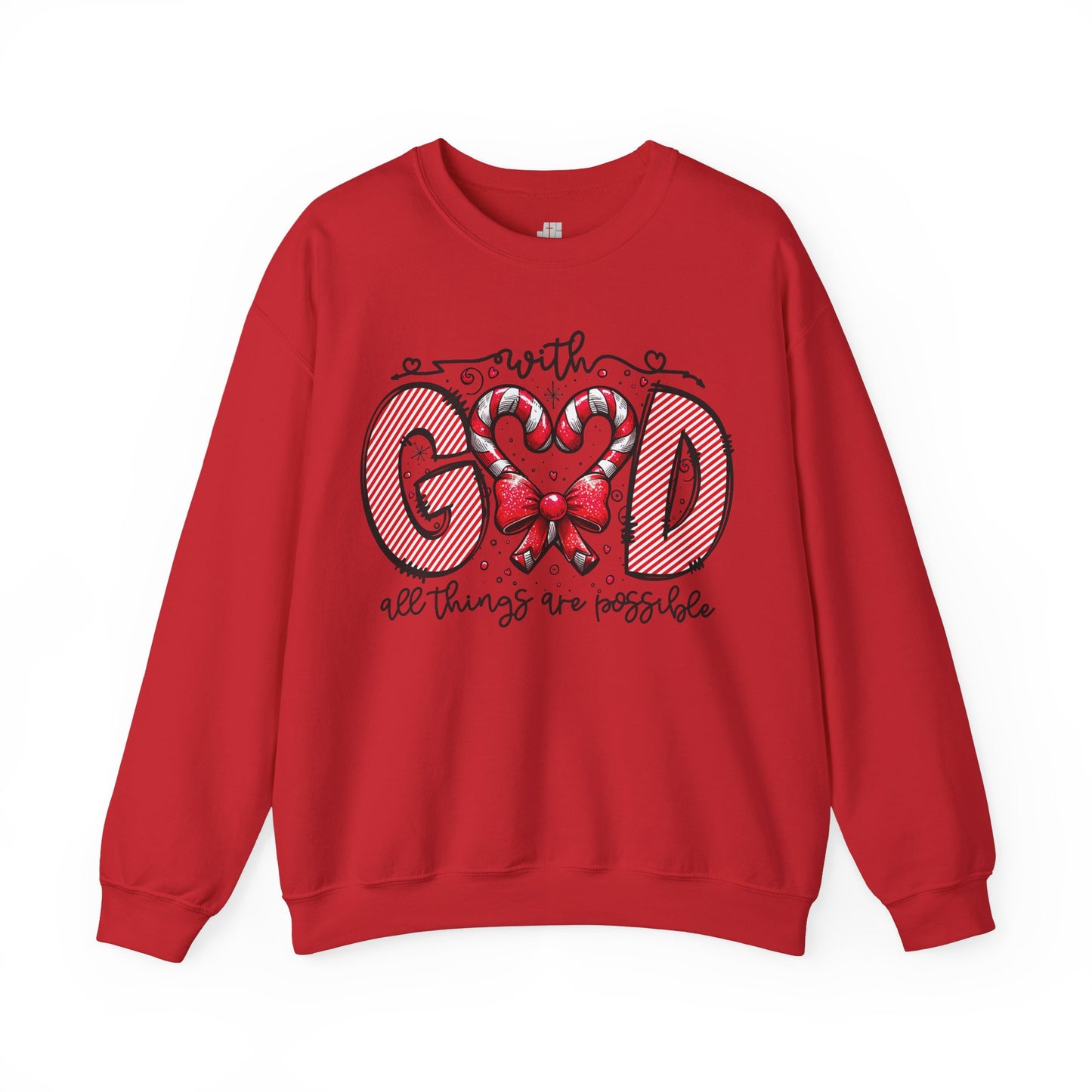 With God All Things Are Possible Christmas Sweatshirt - Christian Crewneck Pullover