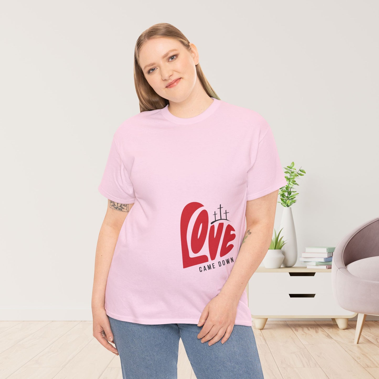 Love Came Down Heavy Cotton Tee - Luke 2:11