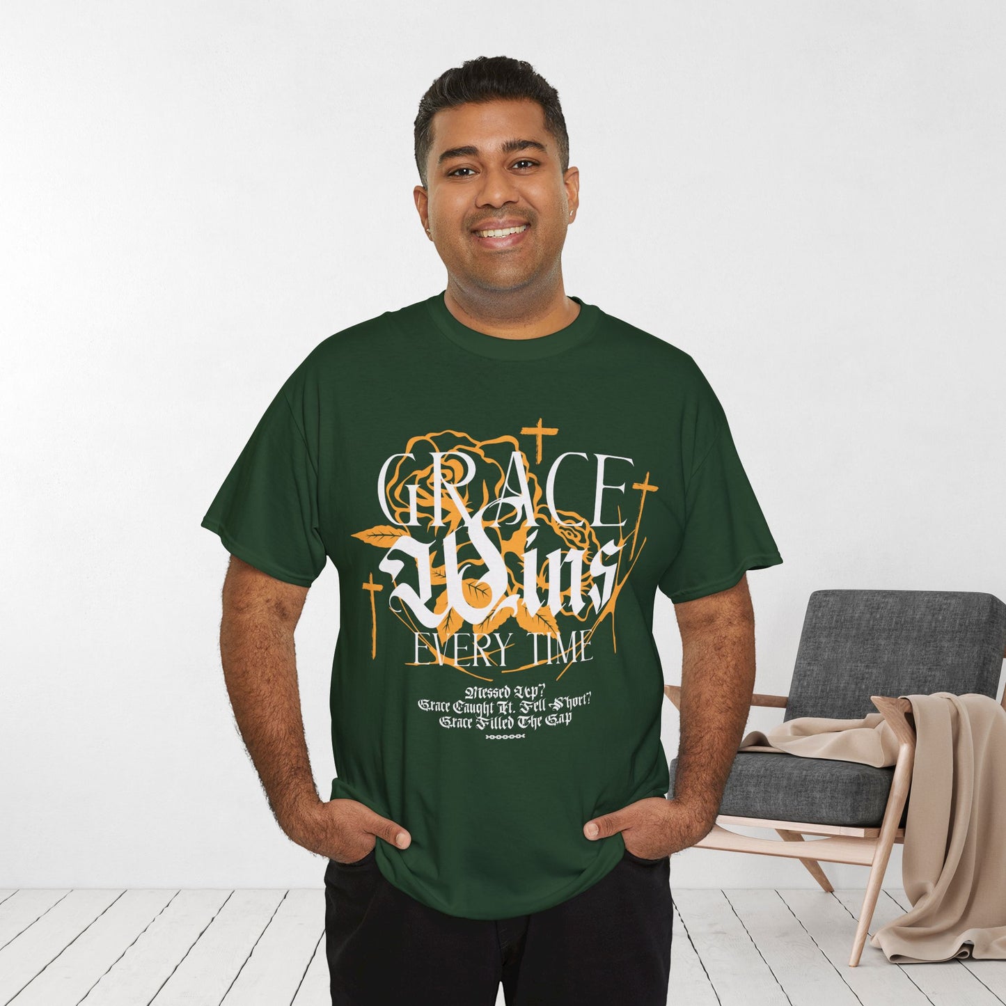 Grace Wins Every Time Heavy Cotton Tee