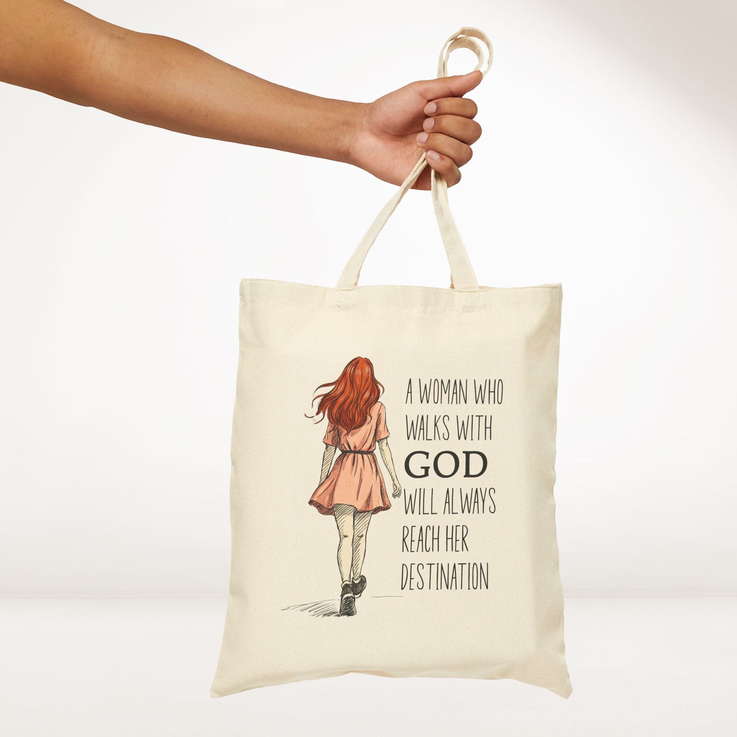 A Woman Who Walks With God Canvas Tote Bag