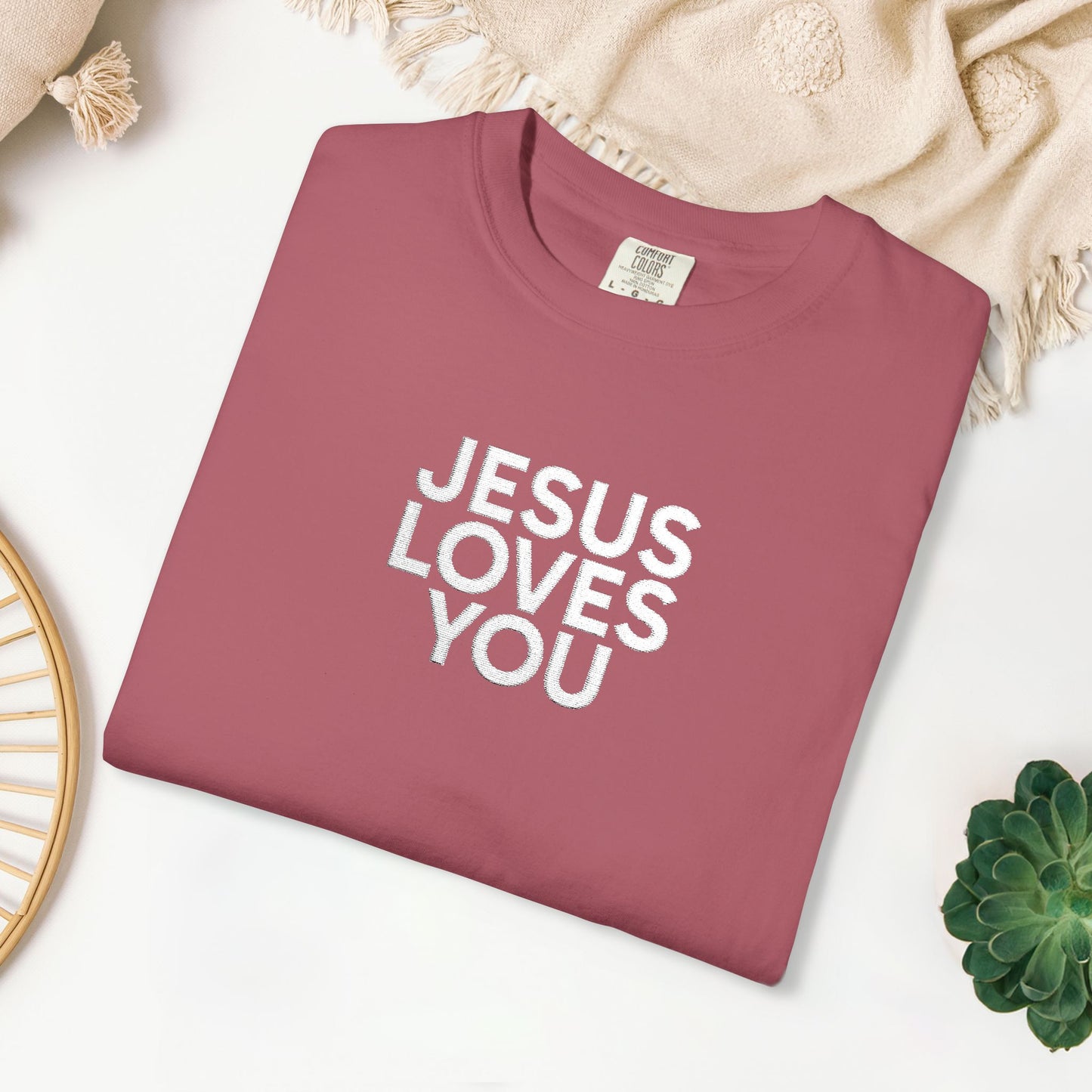 Jesus Loves You Embroidered Comfort Colors Shirt