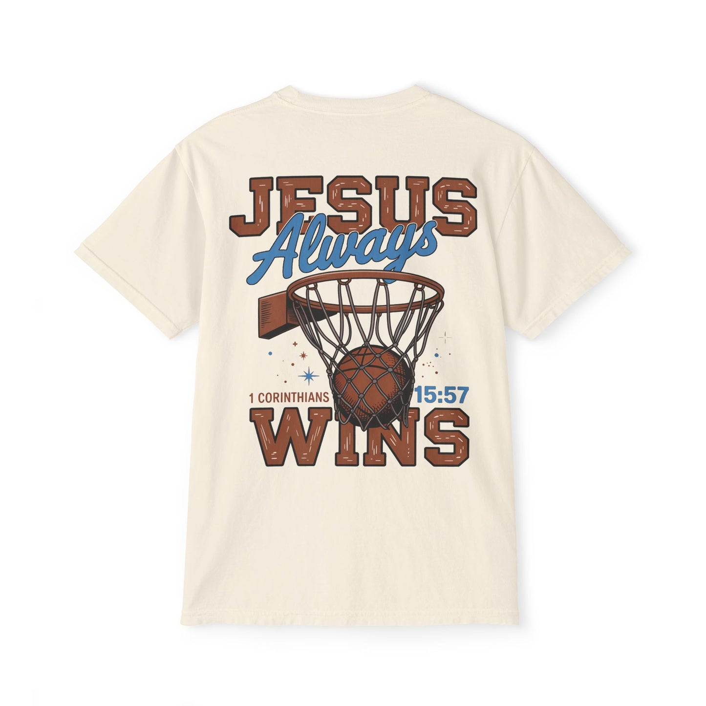 Jesus Always Wins Comfort Colors Pocket T-Shirt