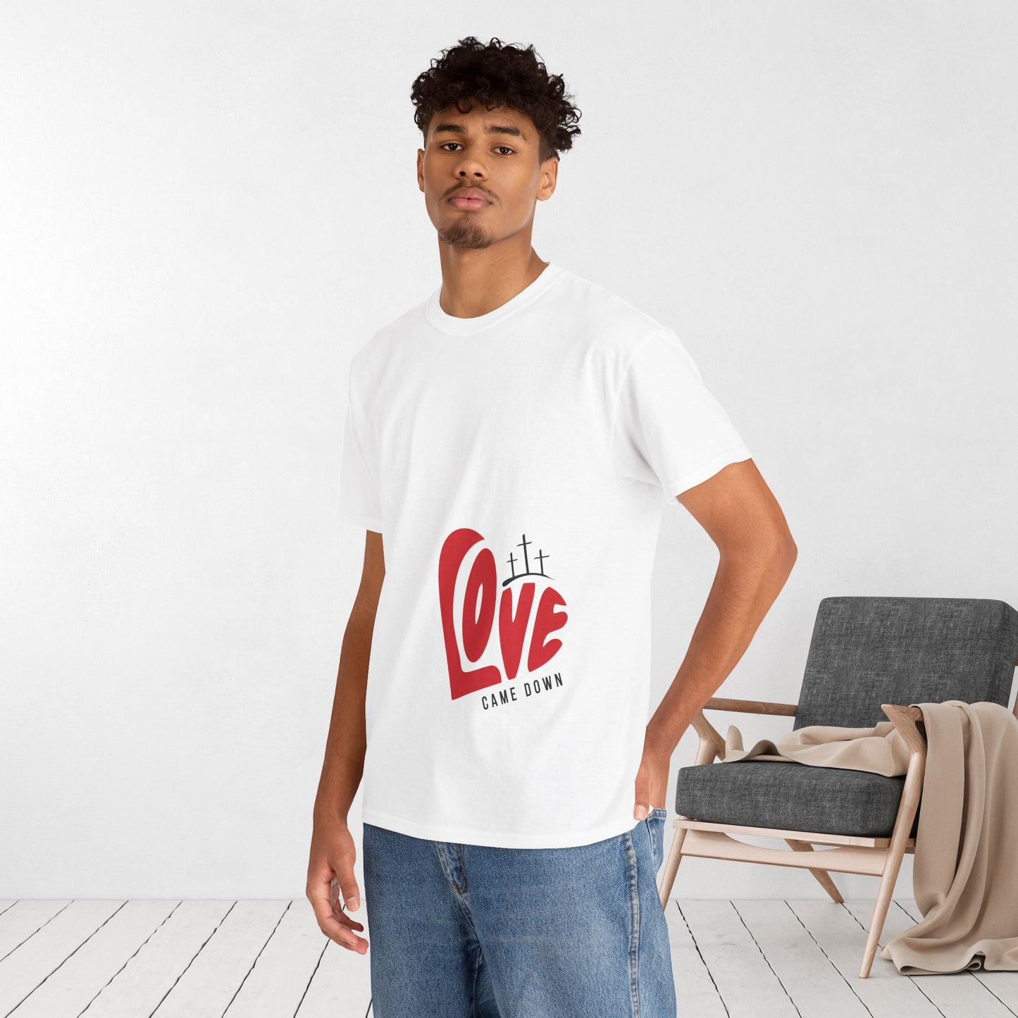 Love Came Down Heavy Cotton Tee - Luke 2:11
