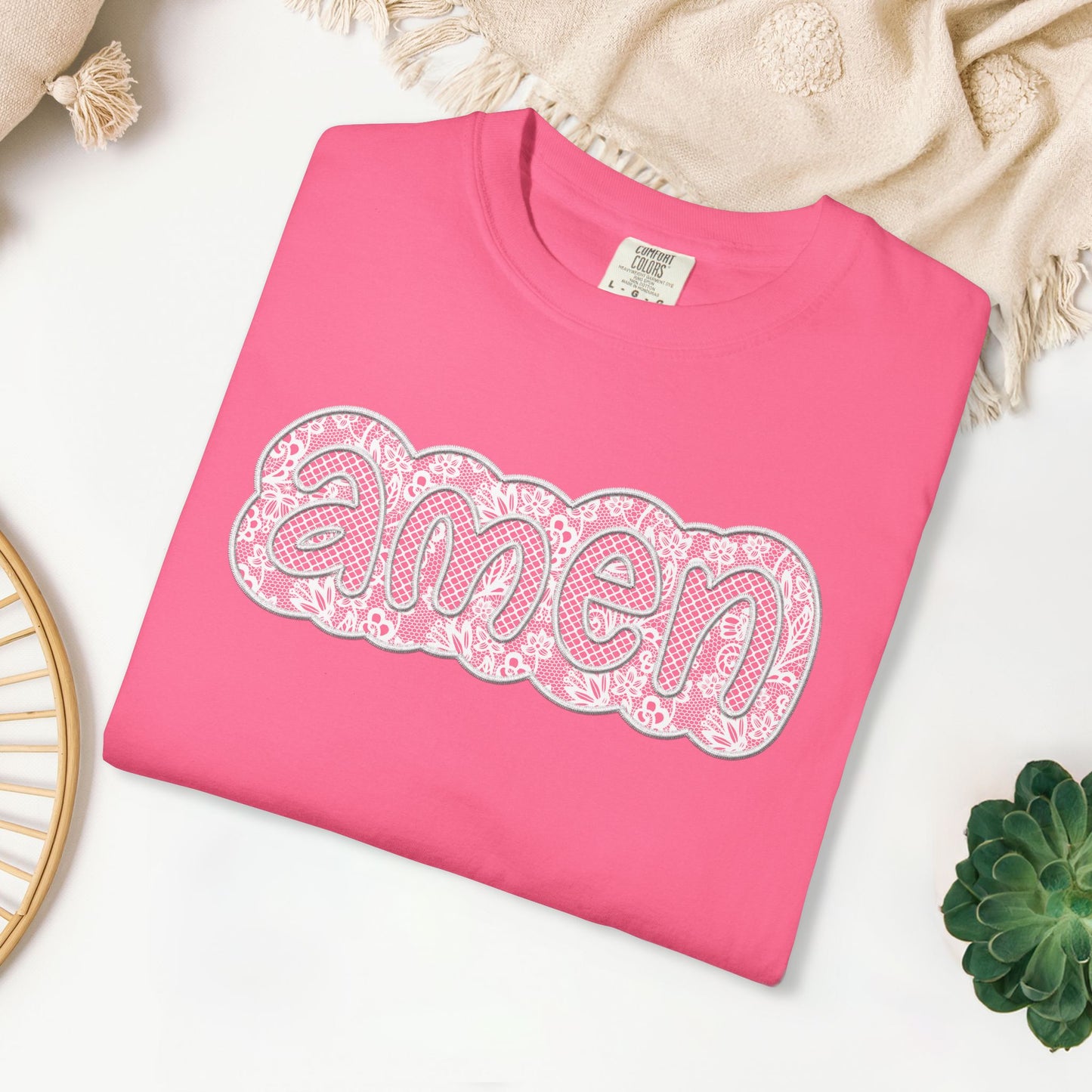 Amen Comfort Colors Shirt - Printed Lace Design