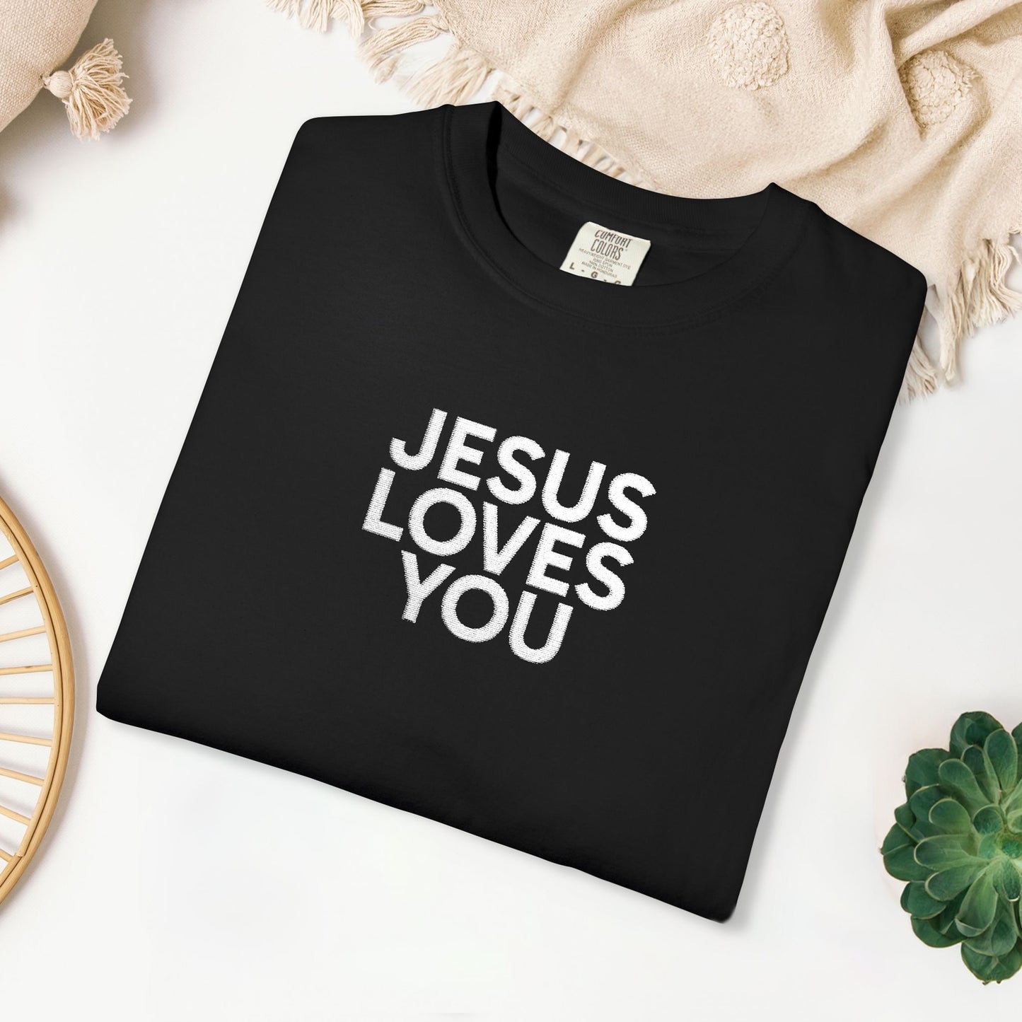Jesus Loves You Embroidered Comfort Colors Shirt