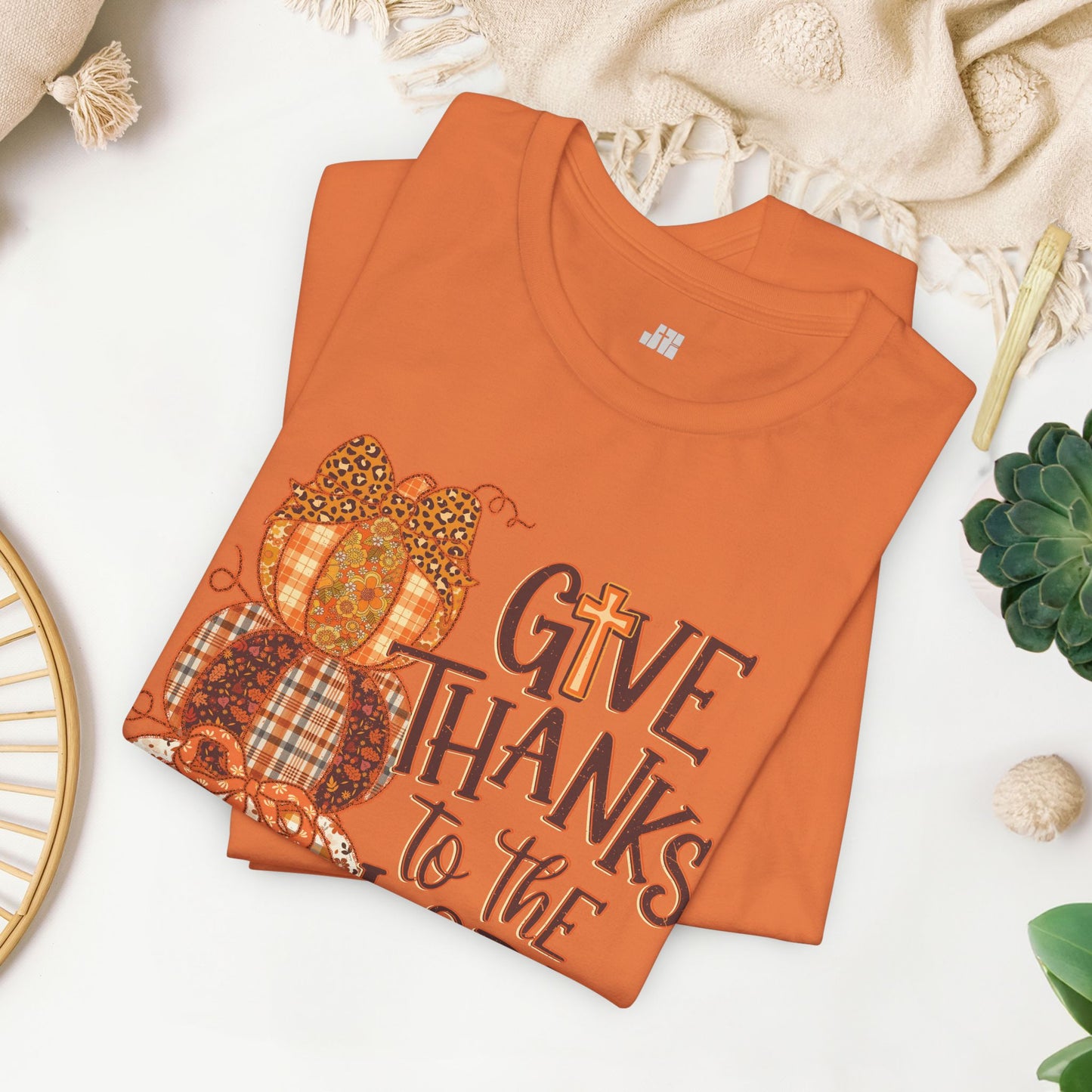 Give Thanks to The Lord Soft Cotton Tee - Fall Christian Tee