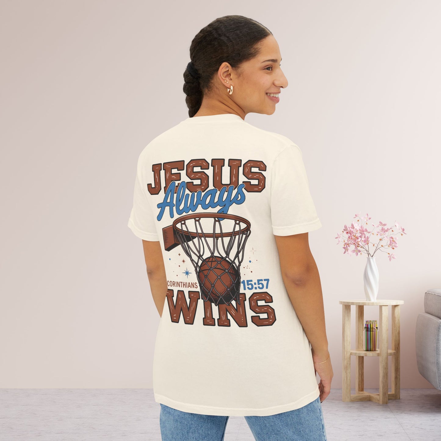 Jesus Always Wins Comfort Colors Pocket T-Shirt