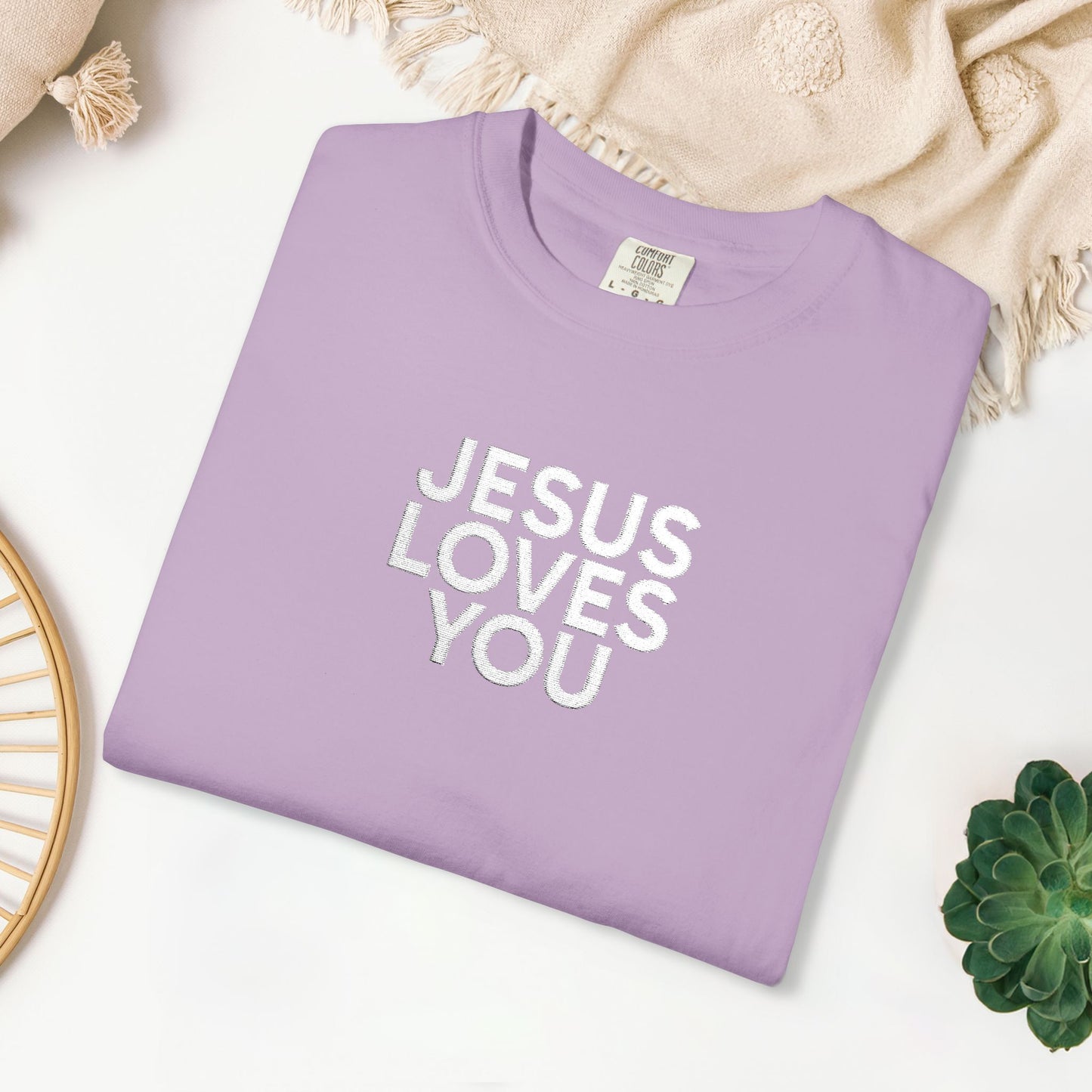 Jesus Loves You Embroidered Comfort Colors Shirt