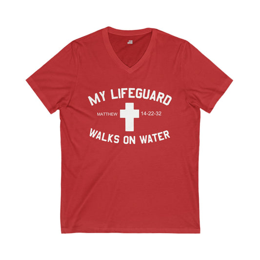 My Lifeguard Walks on Water V-Neck Tee
