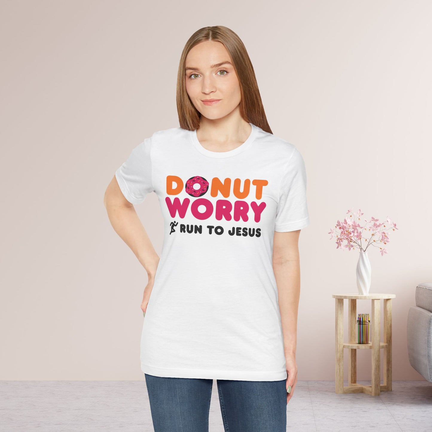 Donut Worry Run to Jesus Soft Cotton Tee
