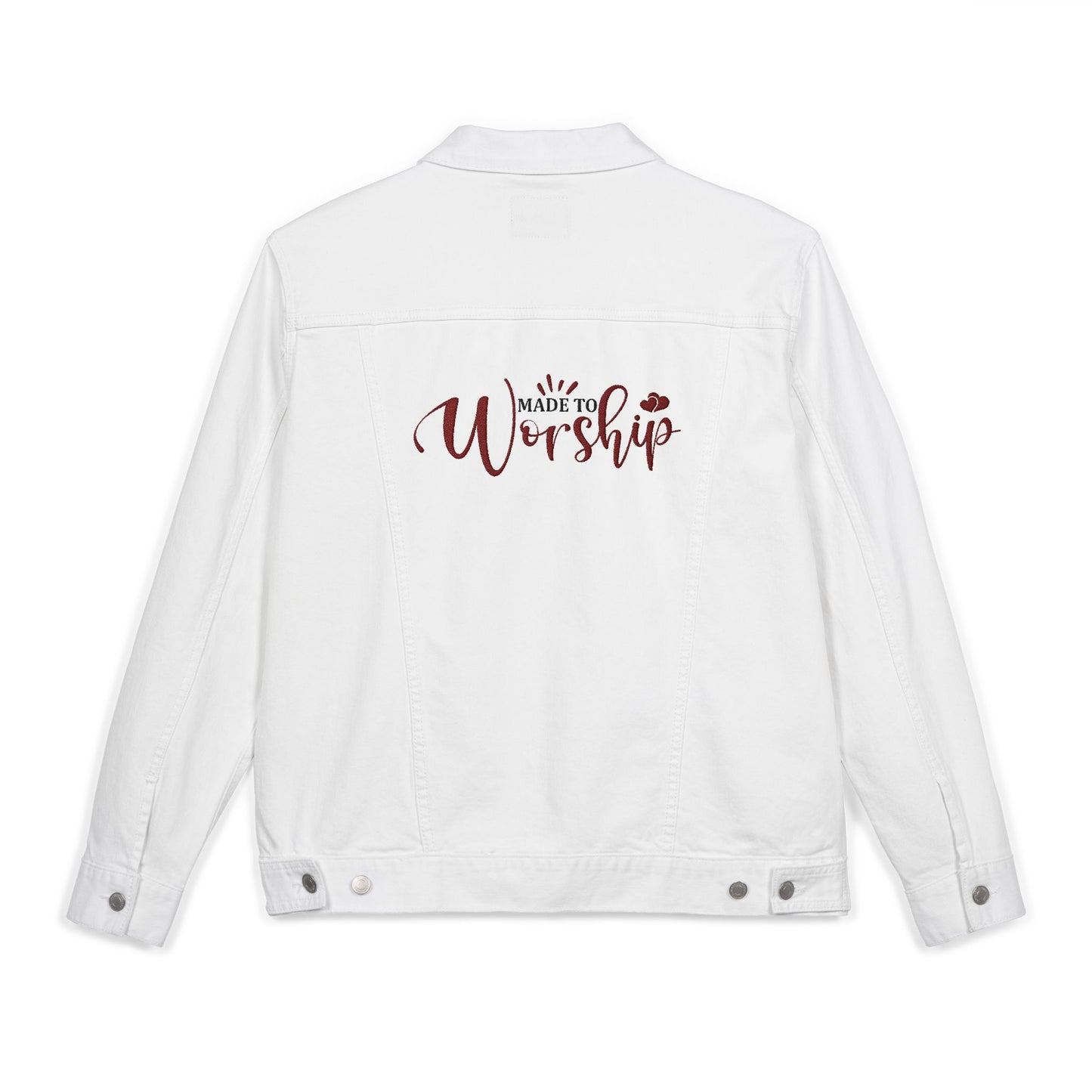 Embroidered Made to Worship Unisex Denim Jacket