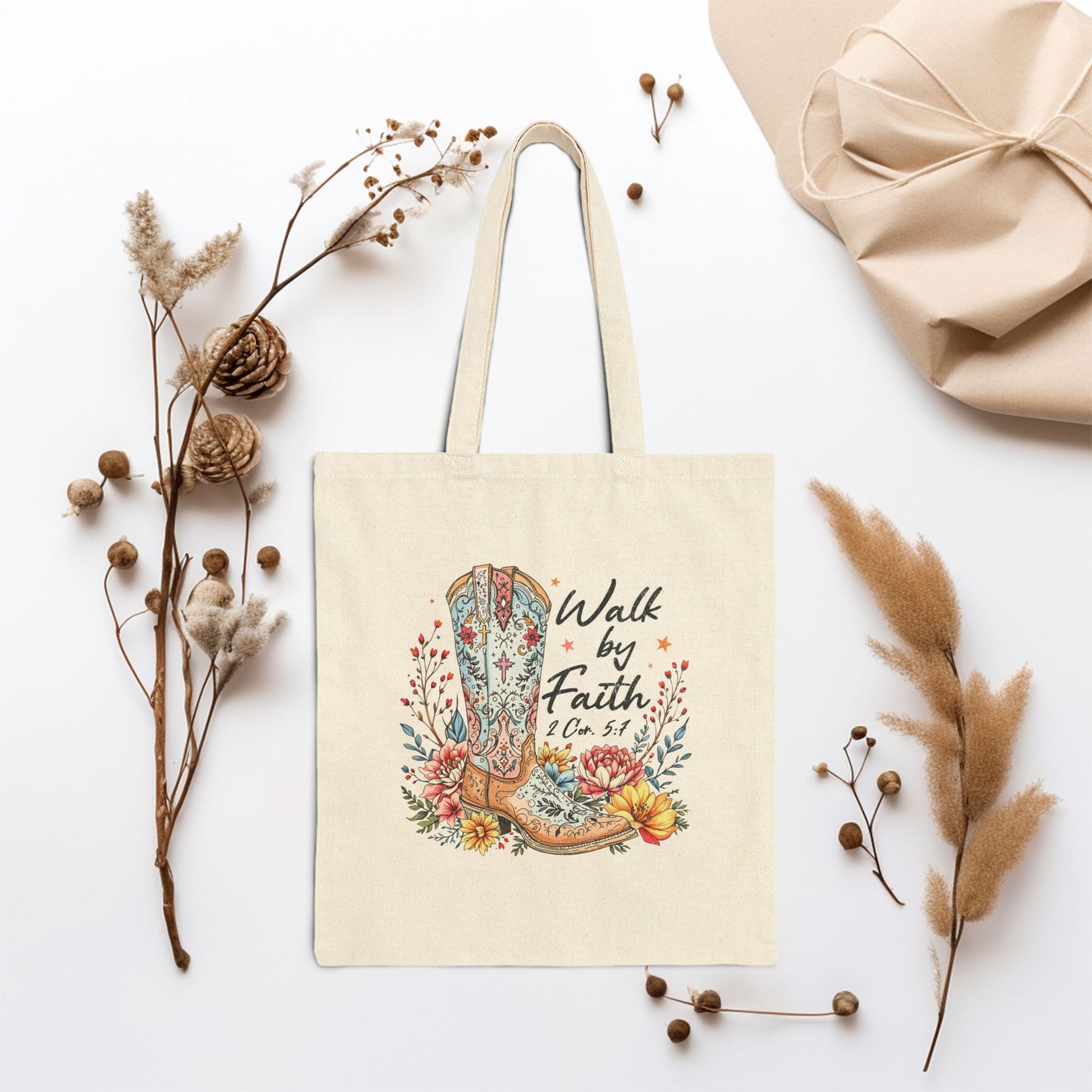 Walk By Faith Canvas Tote Bag