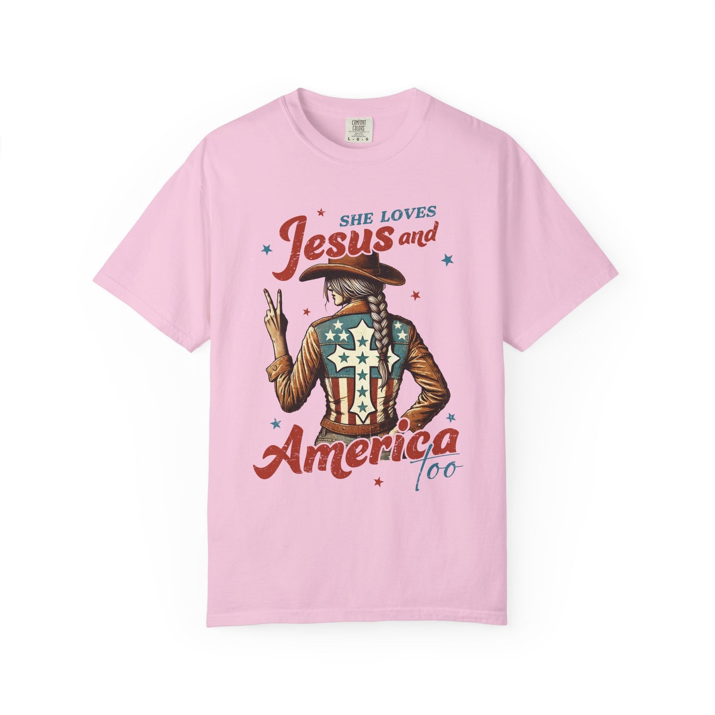 She Loves Jesus and America Too Comfort Colors Shirt