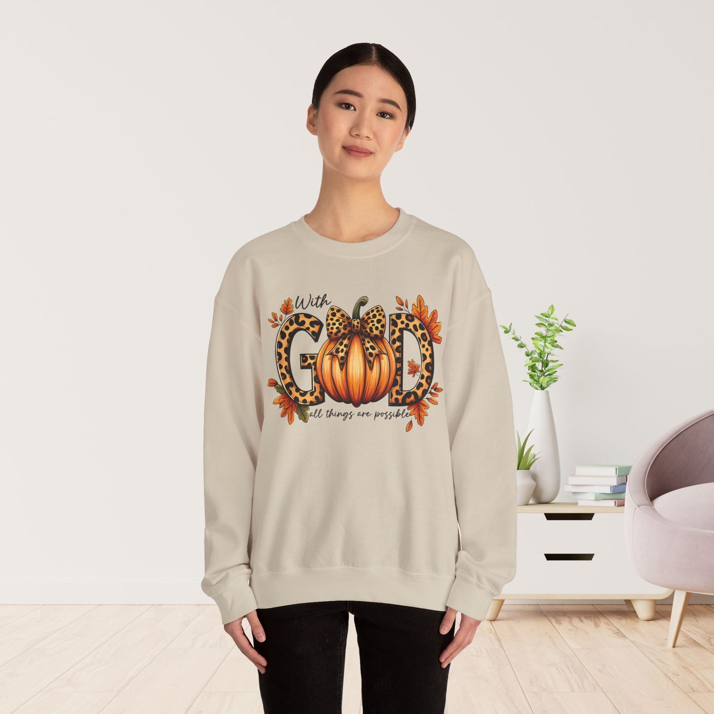 With God All Things Are Possible Sweatshirt - Christian Crewneck Pullover