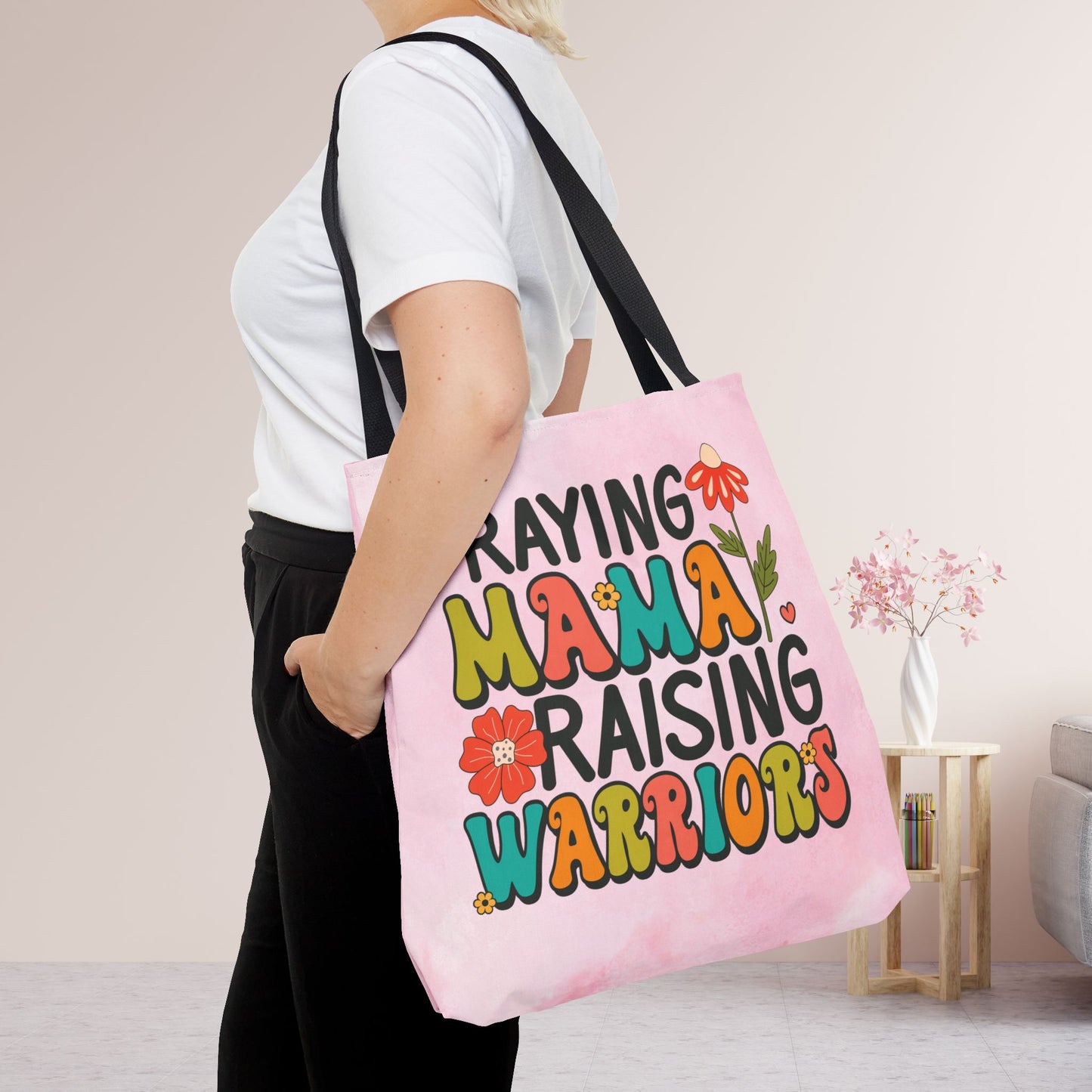 Praying Mama Raising Warriors Tote Bag - Christian Tote Bag