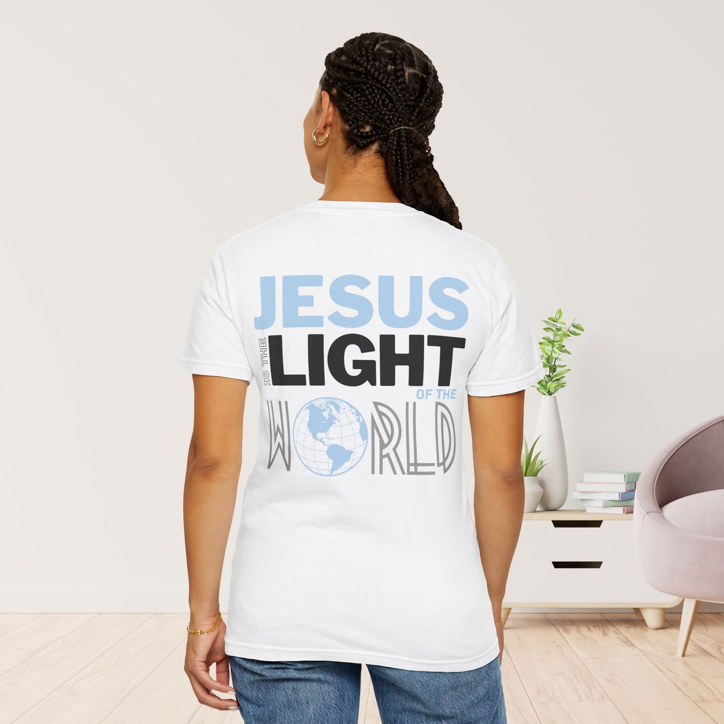 Jesus is the Light of the World Comfort Colors Shirt - John 8:12 Bible Verse Christian Shirt