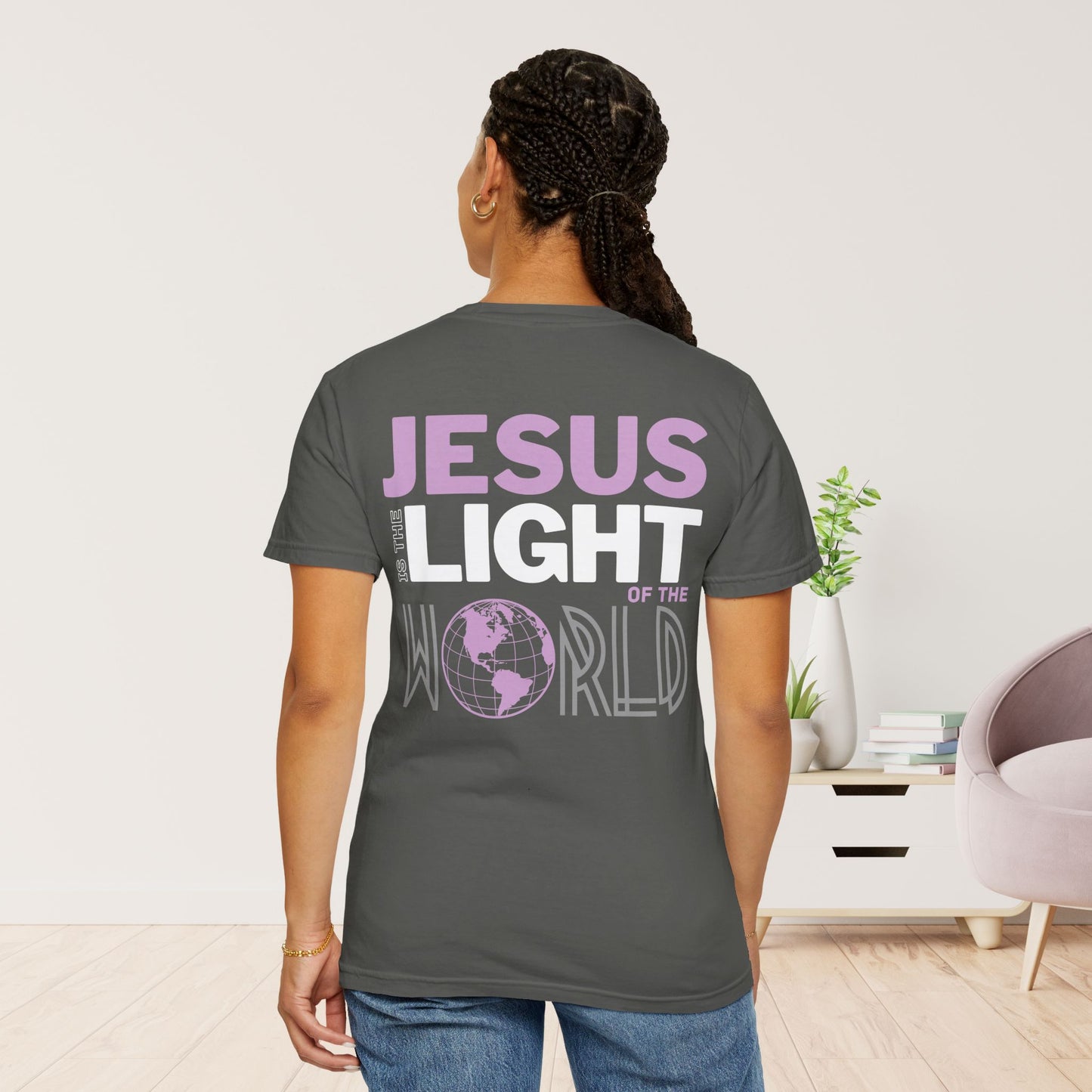 Jesus is the Light of the World Comfort Colors Shirt - John 8:12 Bible Verse Christian Shirt