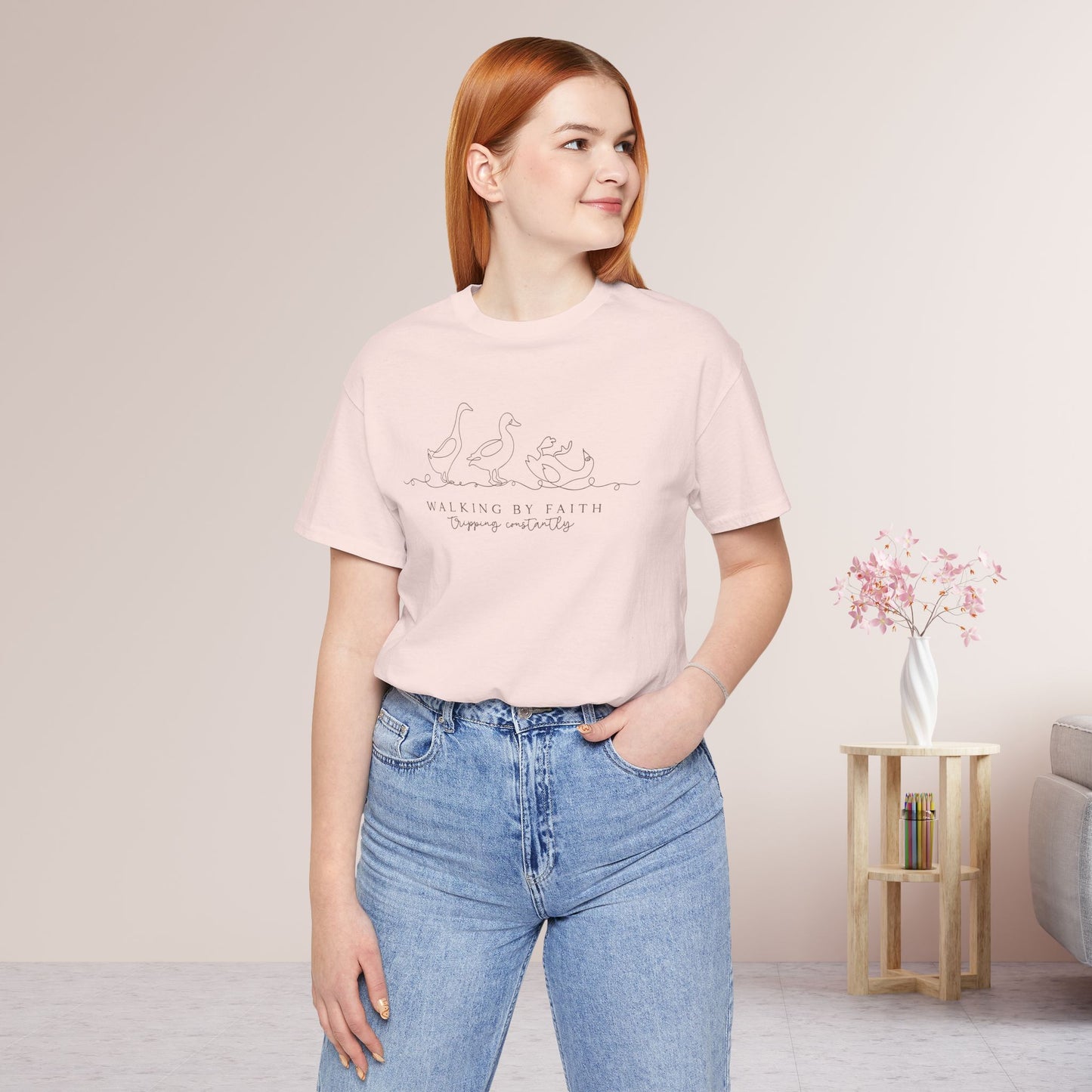 Walking By Faith Tripping Constantly Soft Cotton Tee