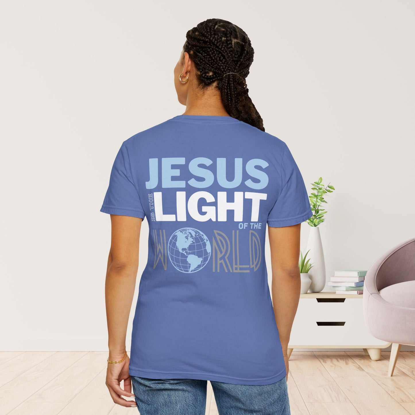 Jesus is the Light of the World Comfort Colors Shirt - John 8:12 Bible Verse Christian Shirt