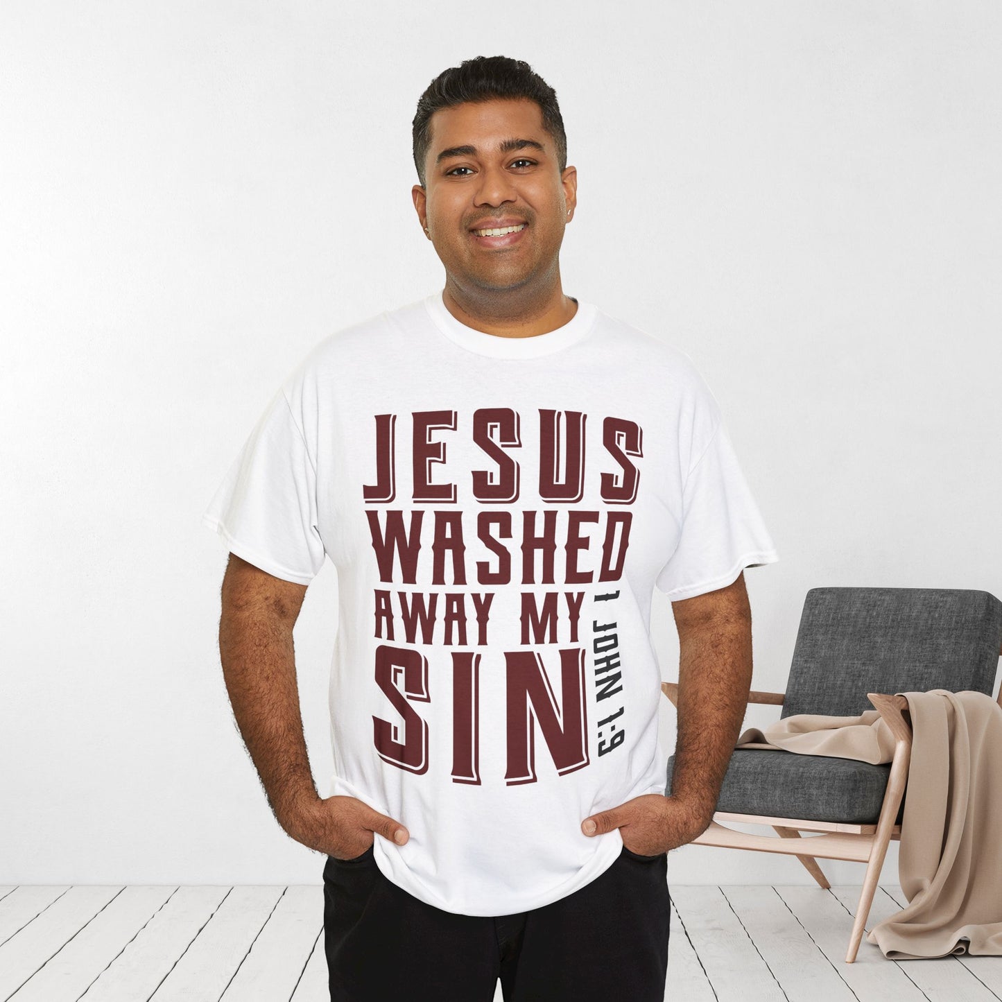 Jesus Washed Away My Sin Heavy Cotton Tee
