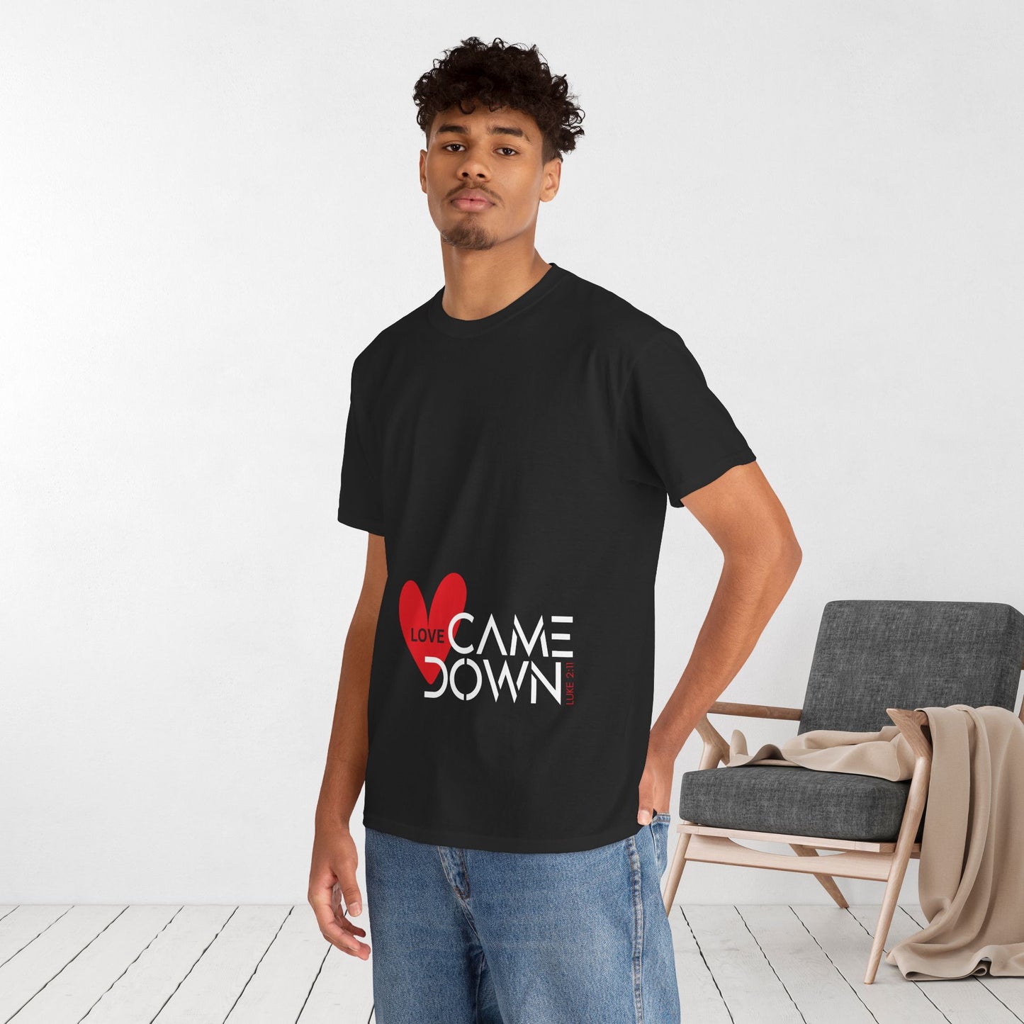 Love Came Down Heavy Cotton Tee - Luke 2:11