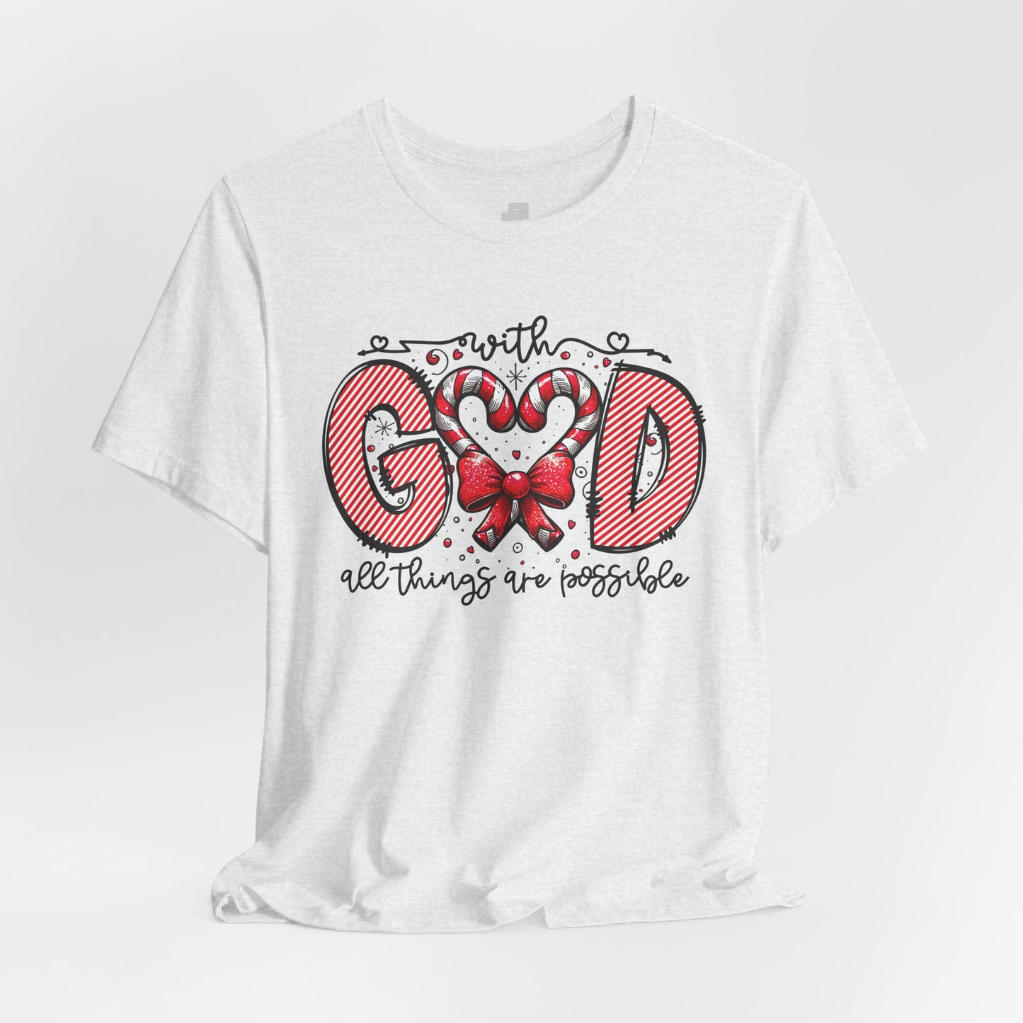 With God All Things Are Possible Christmas Soft Cotton Tee - Christian Shirt