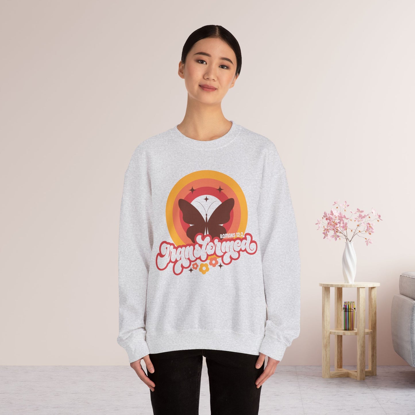 Transformed Sweatshirt - Romans 12:2 Bible Verse Sweatshirt