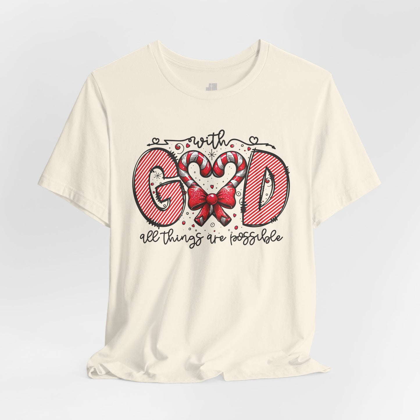 With God All Things Are Possible Christmas Soft Cotton Tee - Christian Shirt