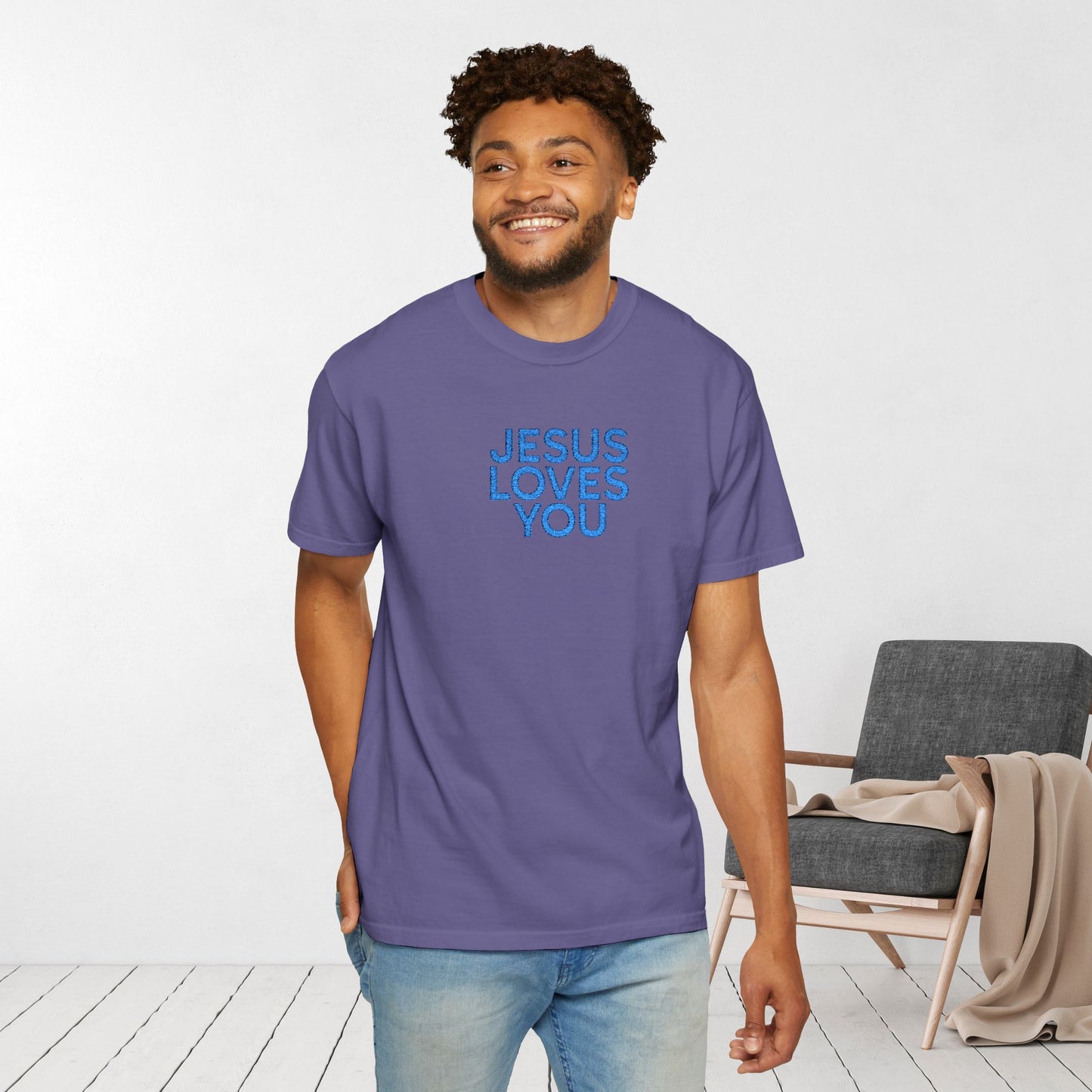 Jesus Loves You Embroidered Comfort Colors Shirt