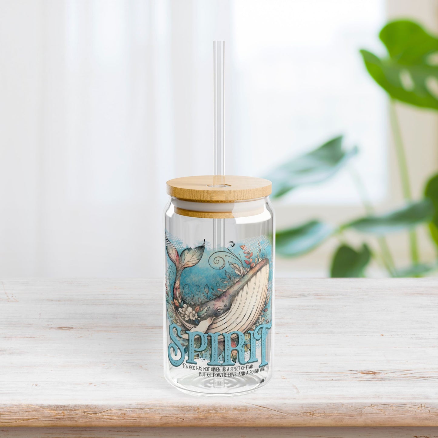Spirit Sipper Glass with Bamboo Lid & Straw - 16 oz