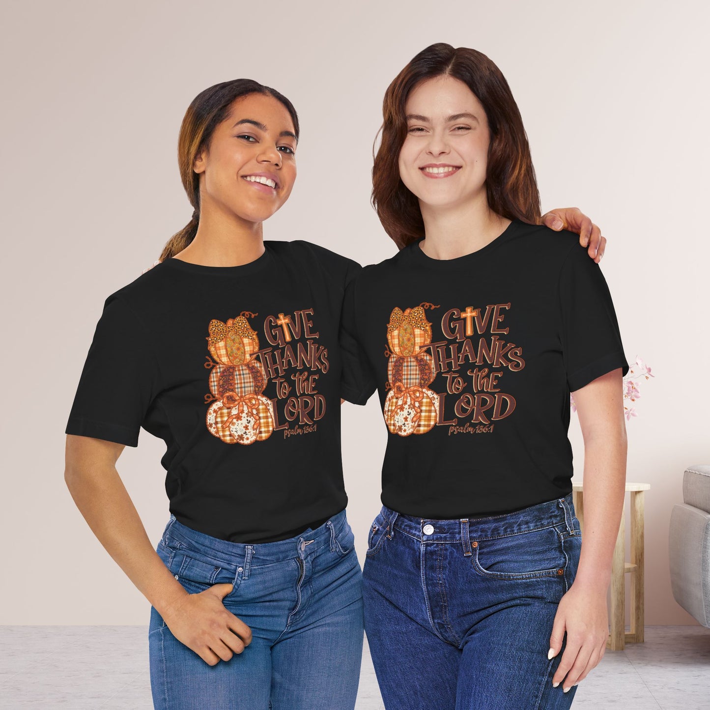 Give Thanks to The Lord Soft Cotton Tee - Fall Christian Tee