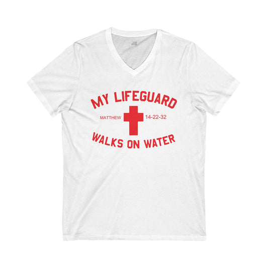 My Lifeguard Walks on Water V-Neck Tee