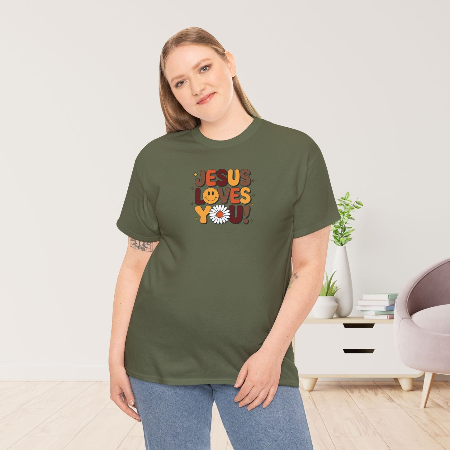 Jesus Loves You Heavy Cotton Tee