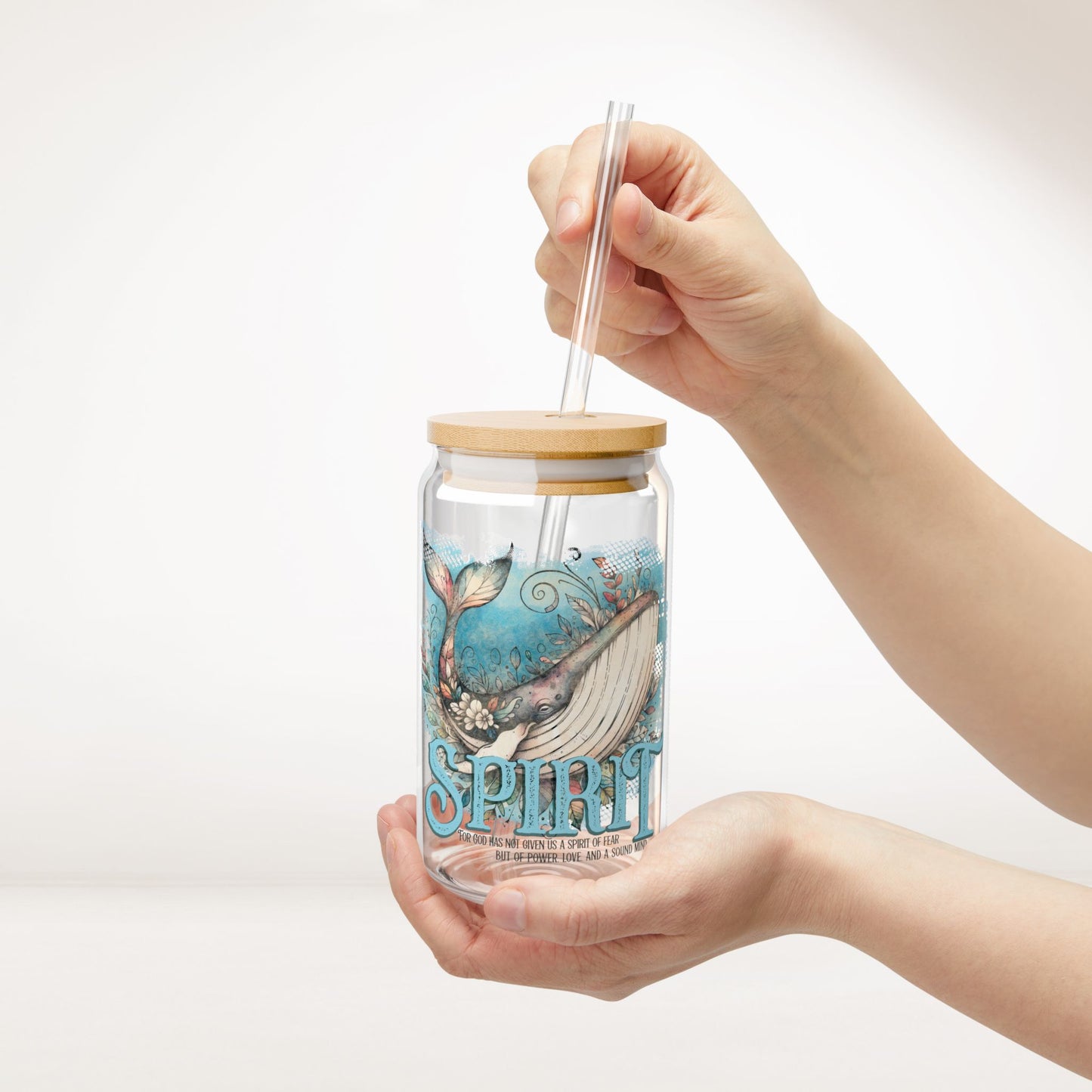 Spirit Sipper Glass with Bamboo Lid & Straw - 16 oz