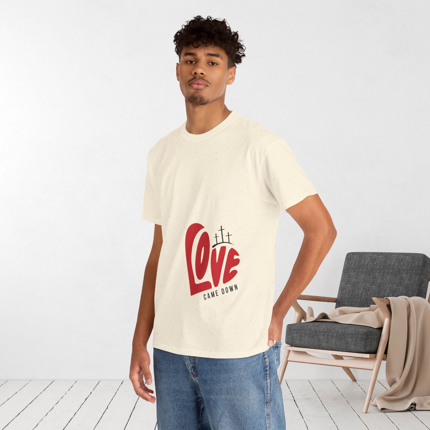 Love Came Down Heavy Cotton Tee - Luke 2:11