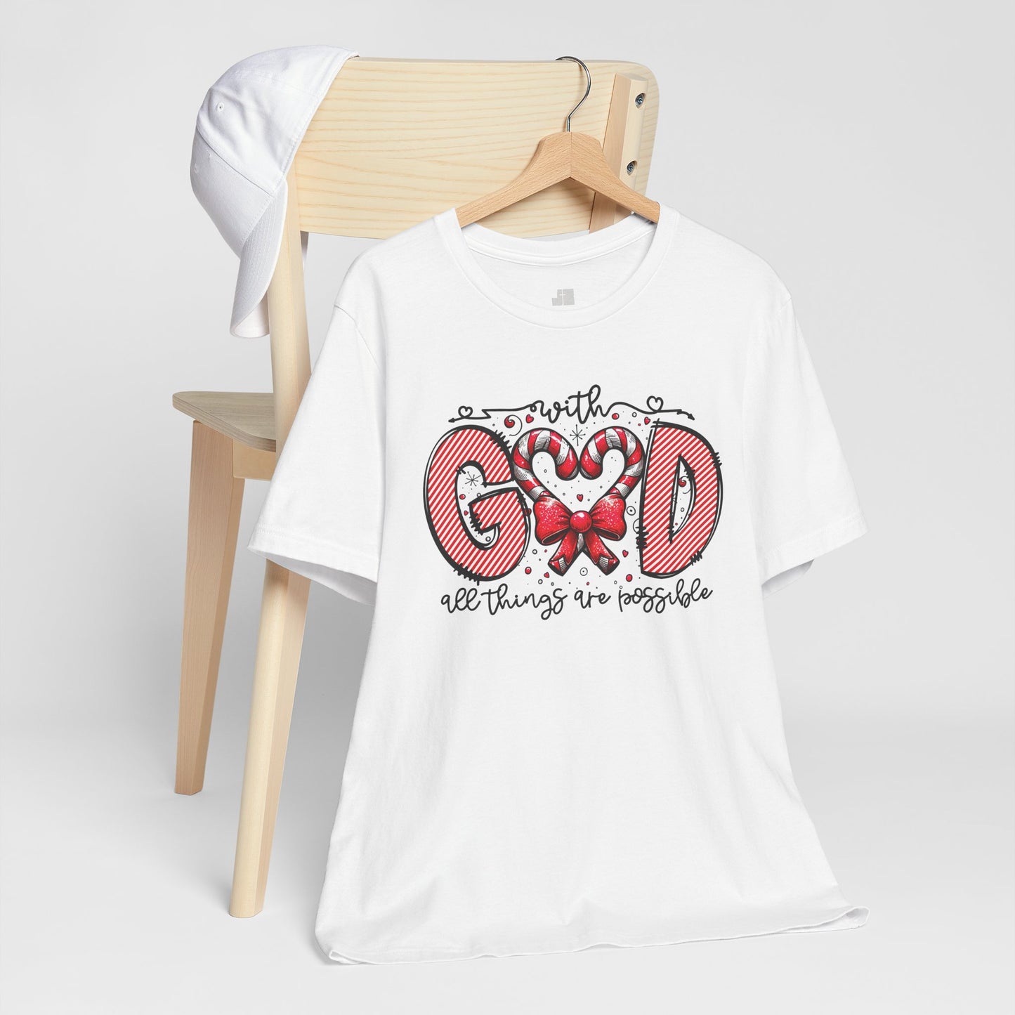 With God All Things Are Possible Christmas Soft Cotton Tee - Christian Shirt
