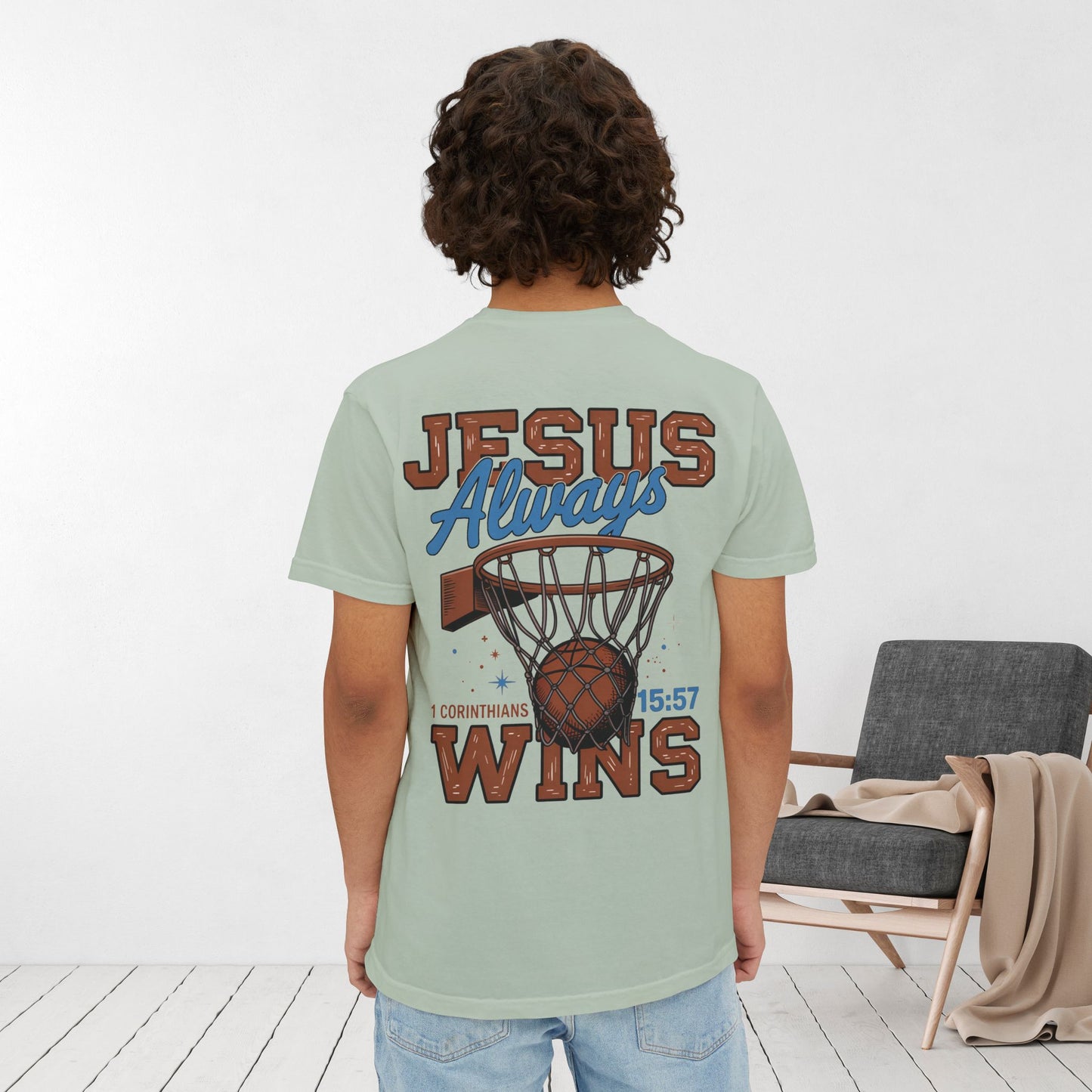 Jesus Always Wins Comfort Colors Pocket T-Shirt