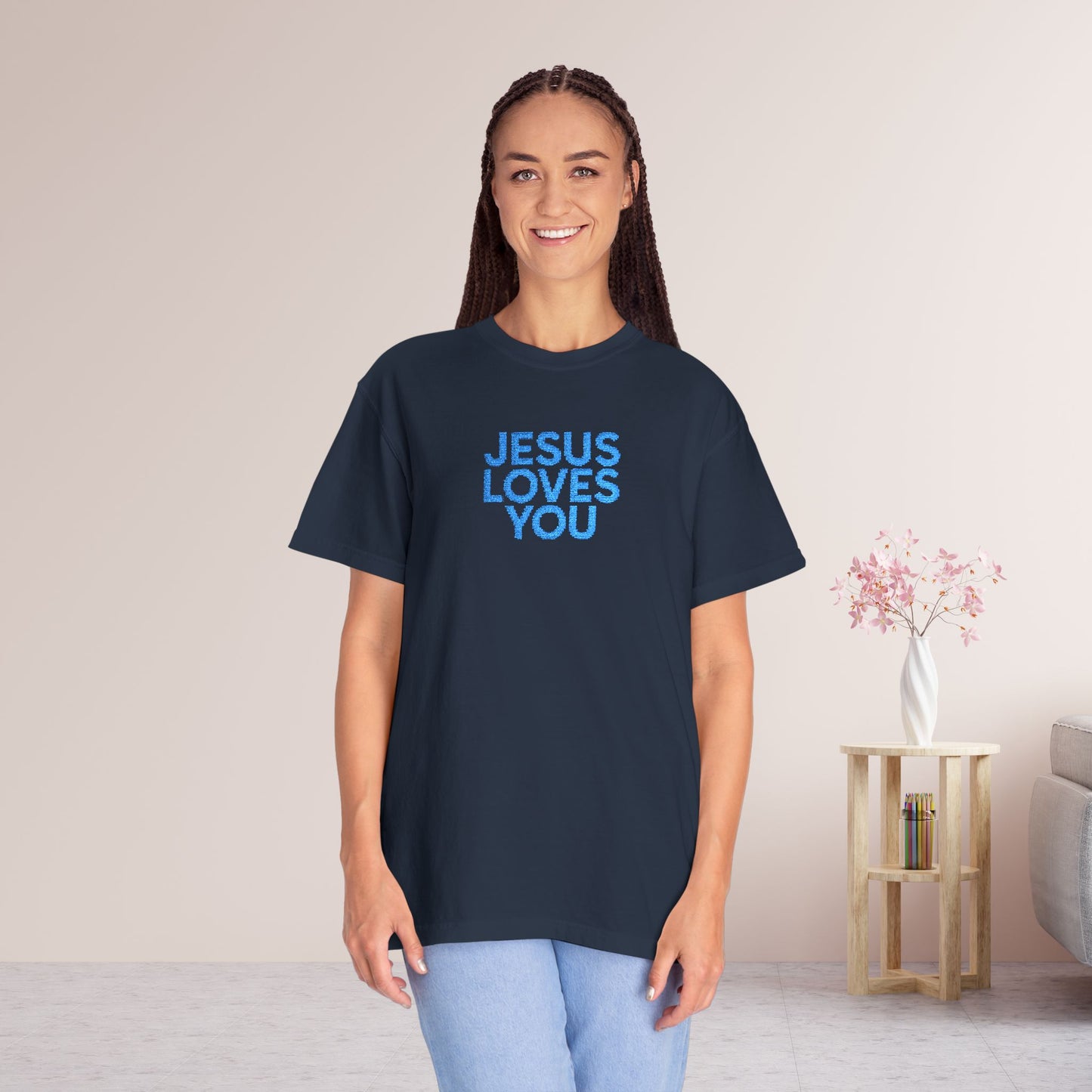 Jesus Loves You Embroidered Comfort Colors Shirt