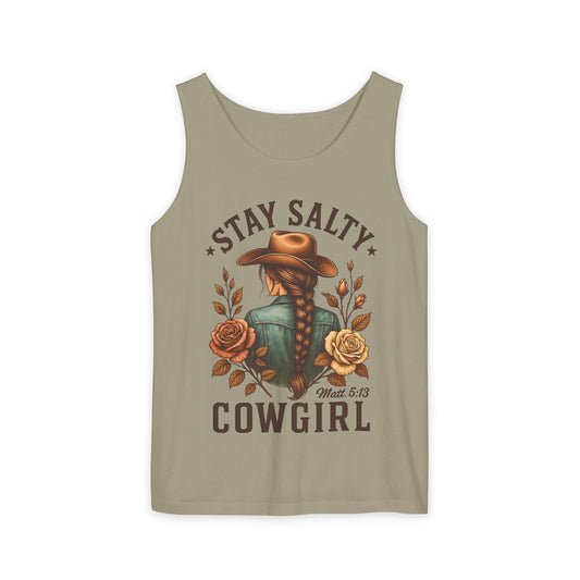 Stay Salty Cowgirl Comfort Colors Garment-Dyed Tank Top