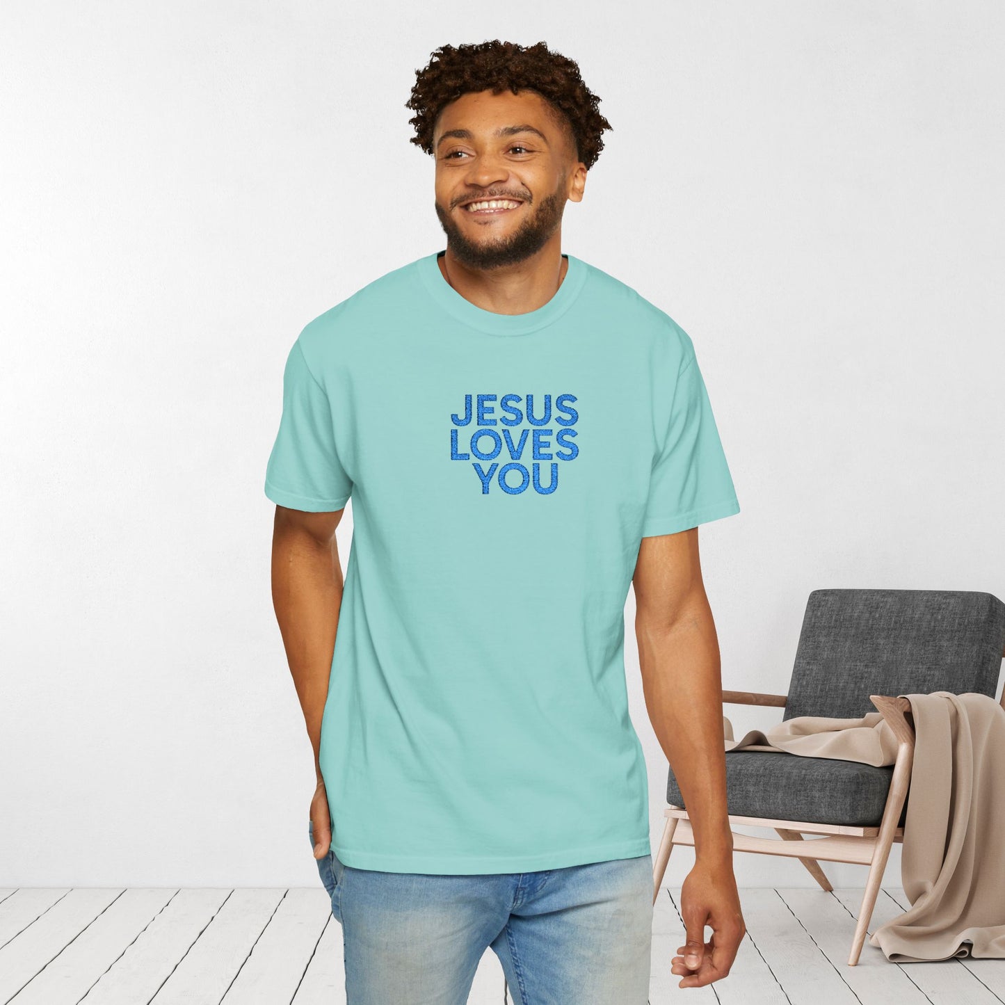 Jesus Loves You Embroidered Comfort Colors Shirt