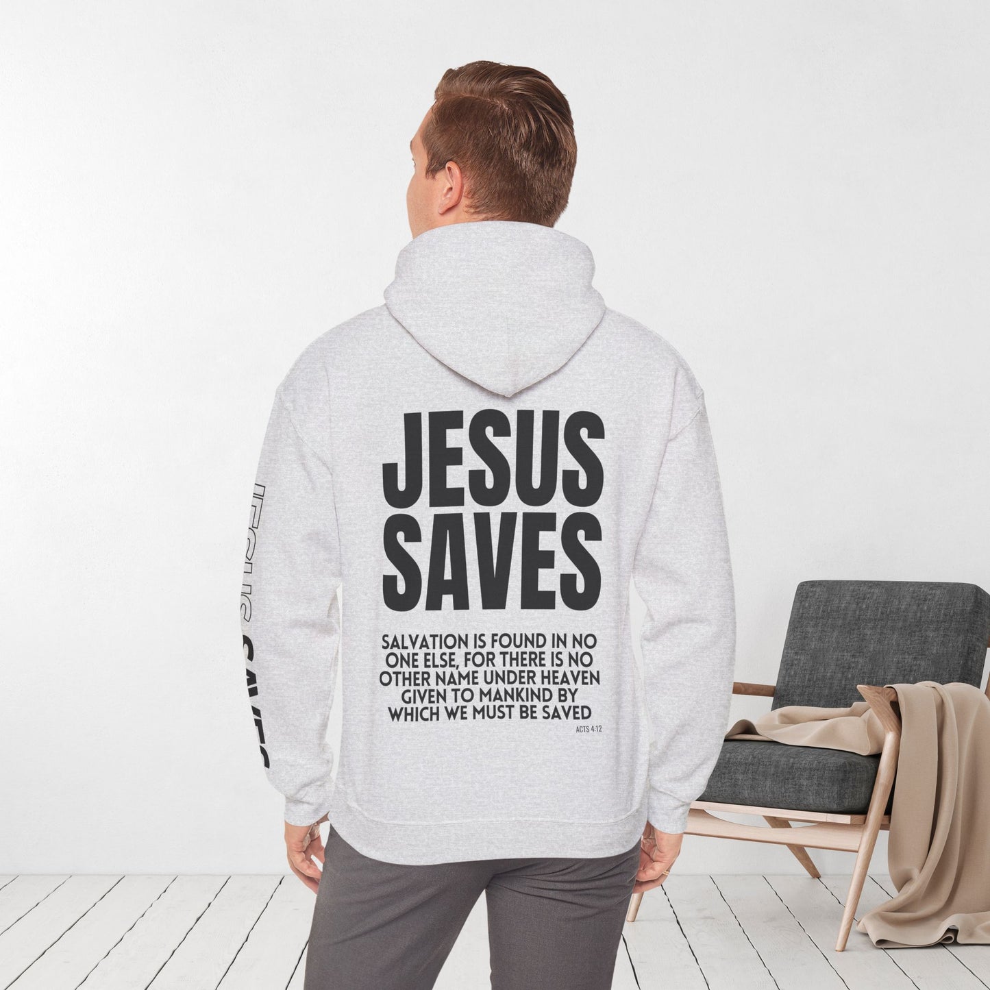 Jesus Saves Hoodie - Acts 4:12 Bible Verse Christian Hoodie
