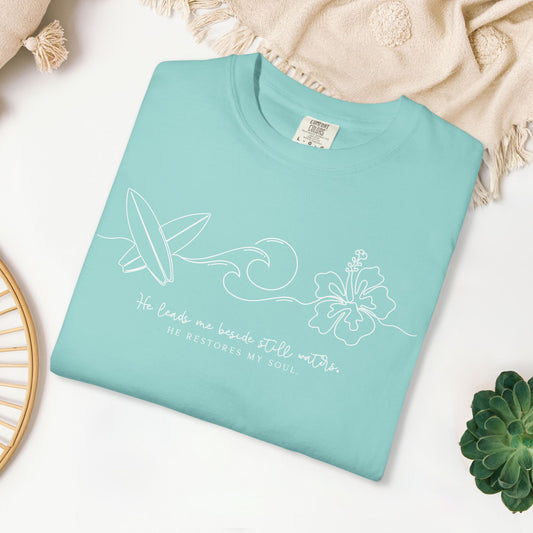 He Leads Me Beside Still Waters Comfort Colors Shirt